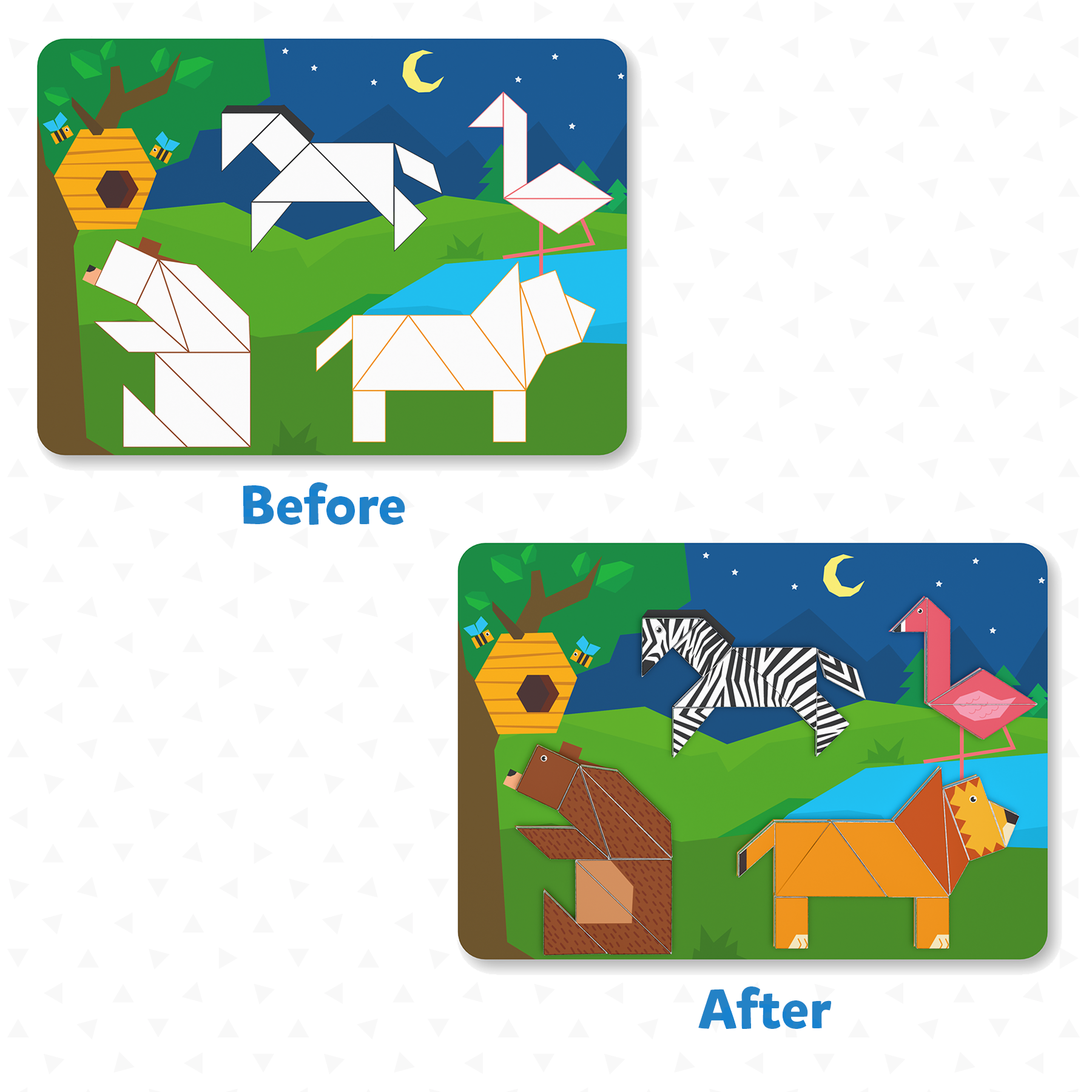 Skillmatics Art & Craft Activity - Tangram Twist Amazing Animals, STEAM Toy, Craft Kits, Puzzles, DIY Activity, No Mess Sticker Art, Educational for Boys & Girls, Gifts for Ages 4, 5, 6, 7