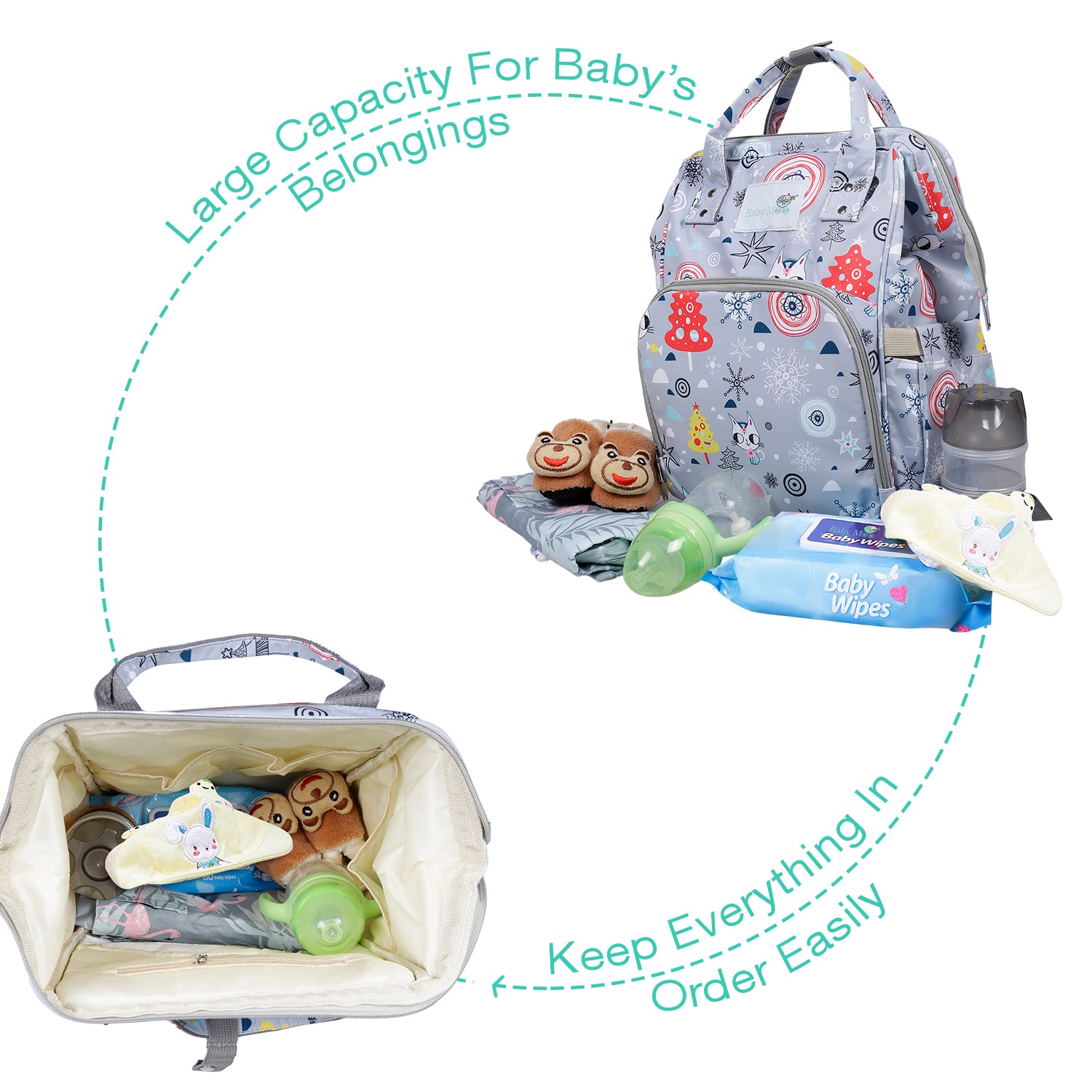 Diaper Bag 
Maternity Backpack Winter Wonderland Grey