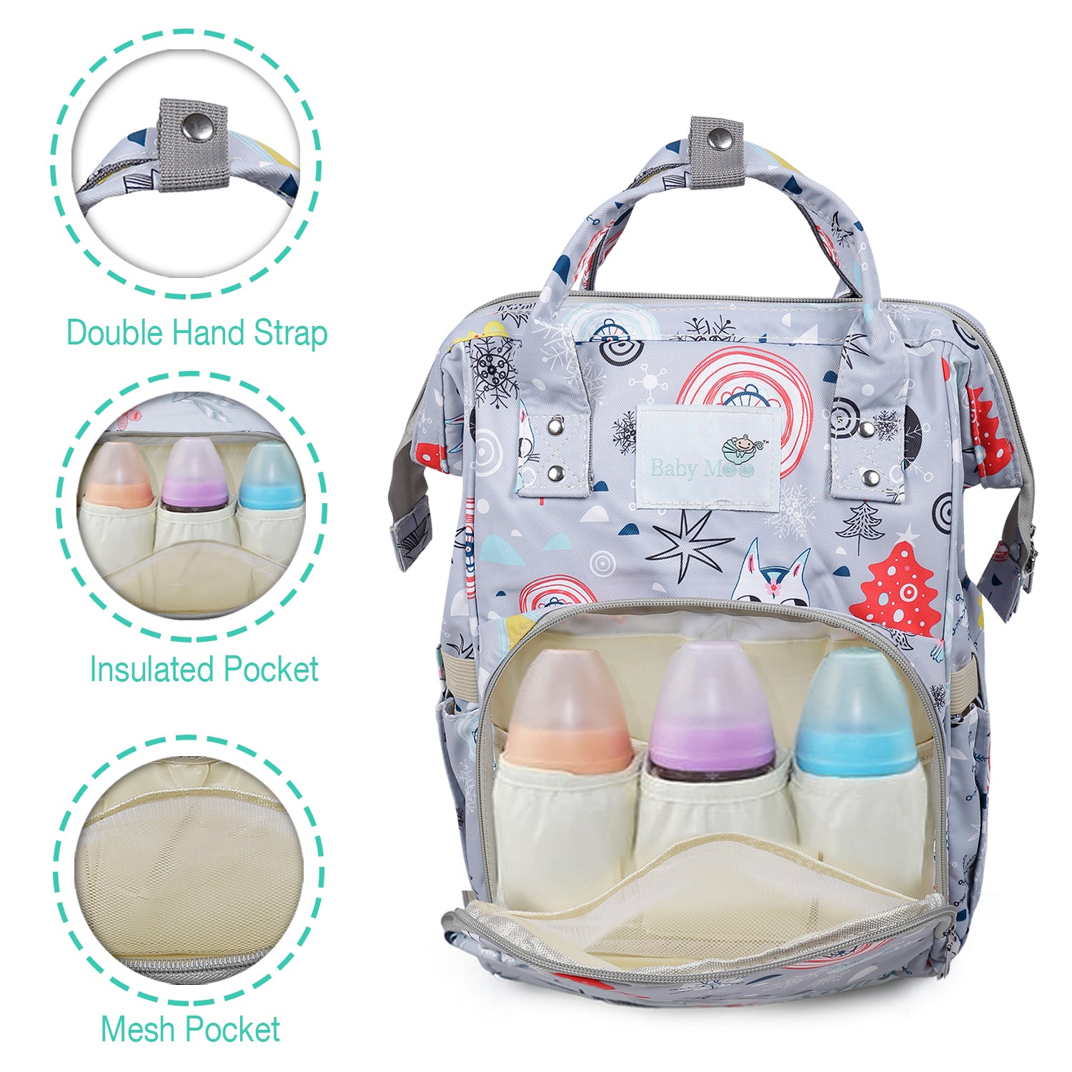 Diaper Bag 
Maternity Backpack Winter Wonderland Grey