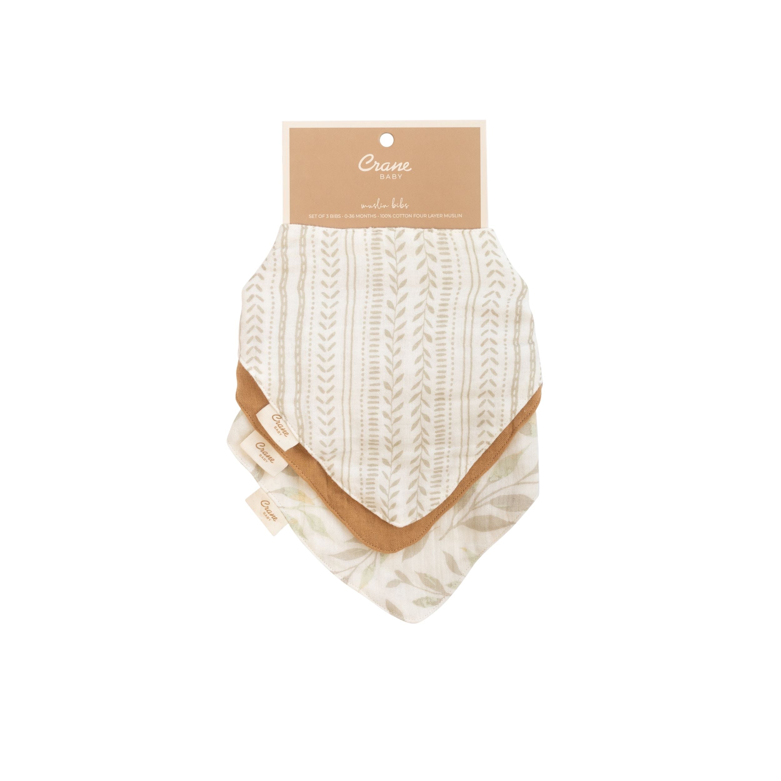 Crane Baby Bandana Bib Set Multicolor Leaf Willow Collection - Multicolor