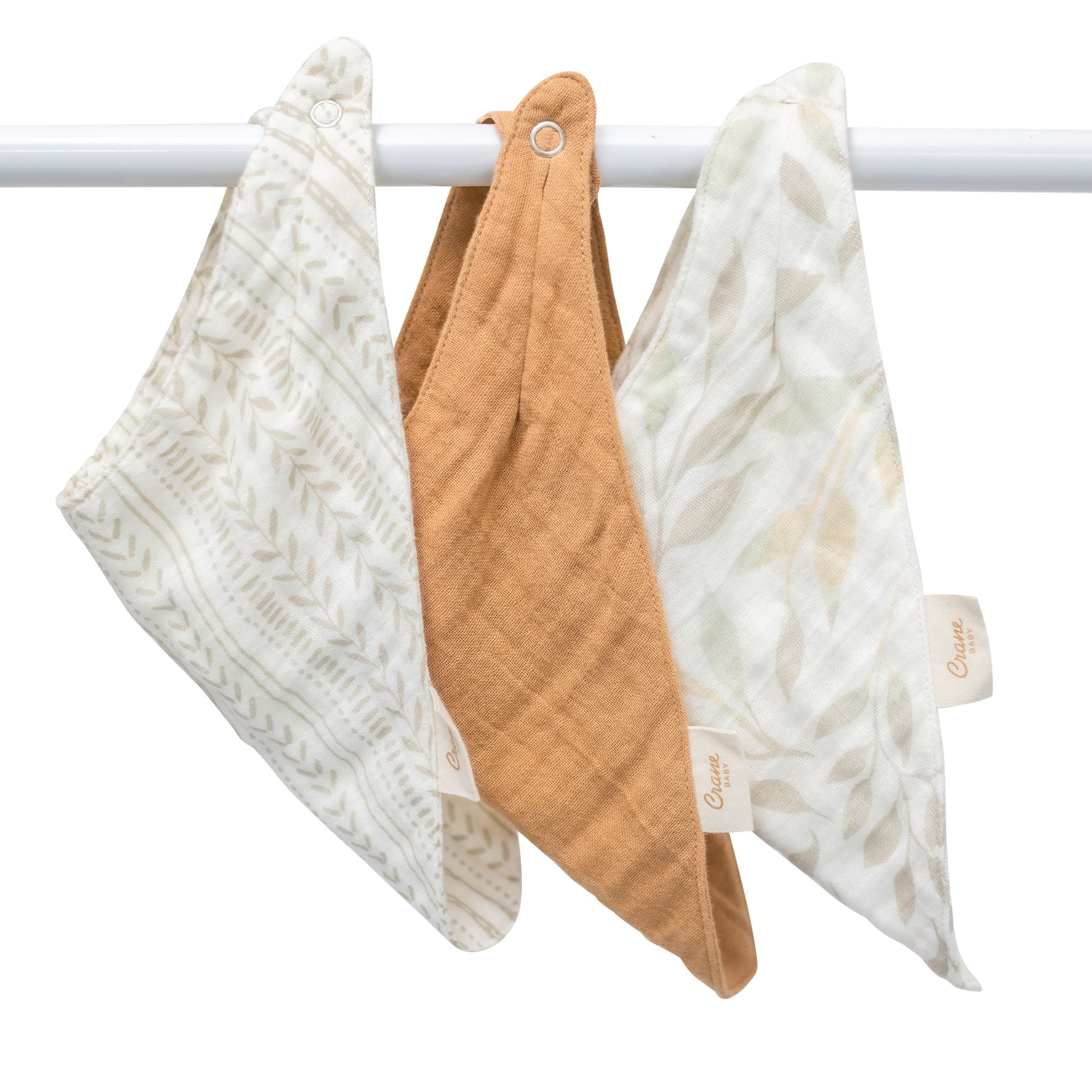 Crane Baby Bandana Bib Set Multicolor Leaf  Willow Collection - Multicolor