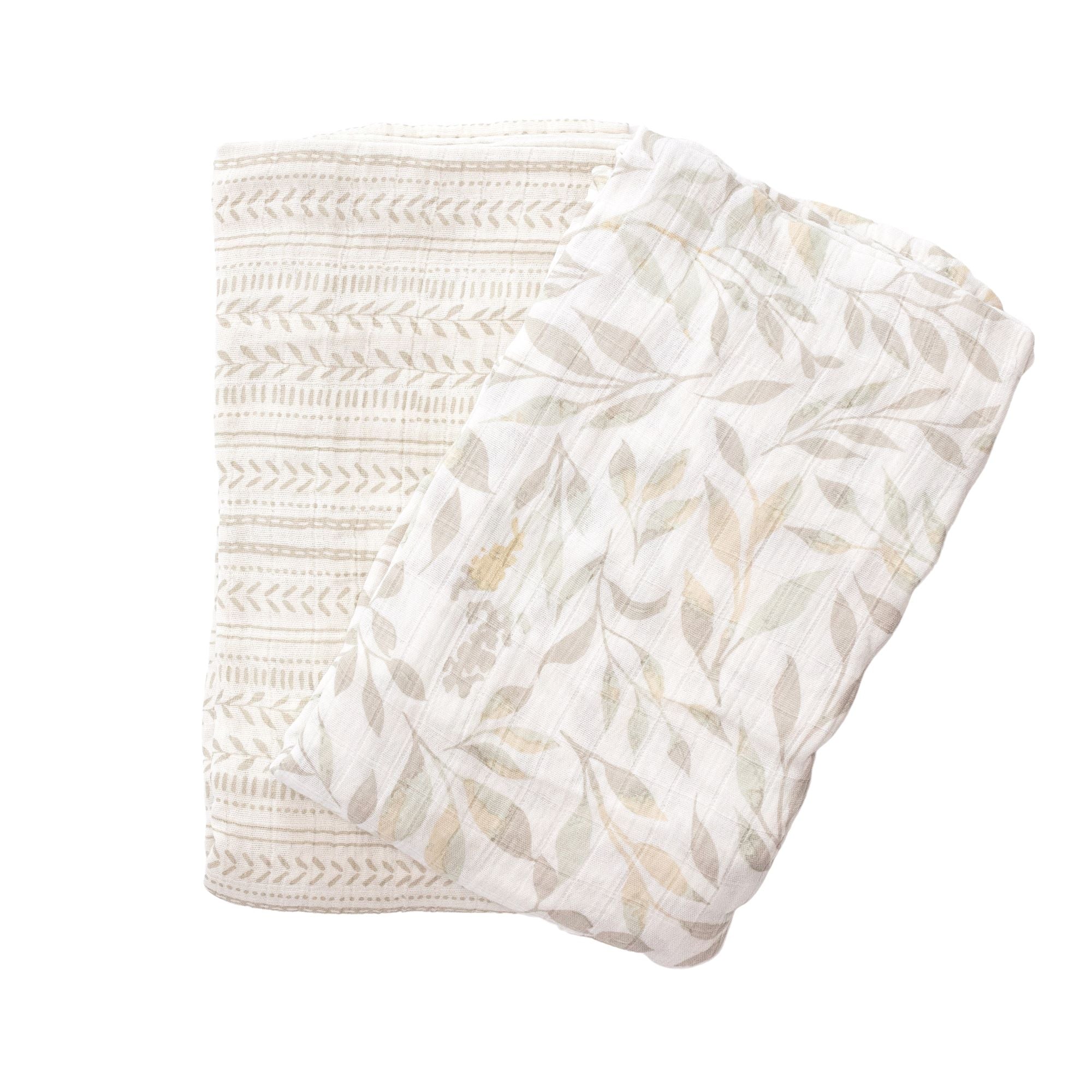 Crane Baby Muslin Swaddle Set Of 2 Multicolor Leaf  Willow Collection - Multicolor