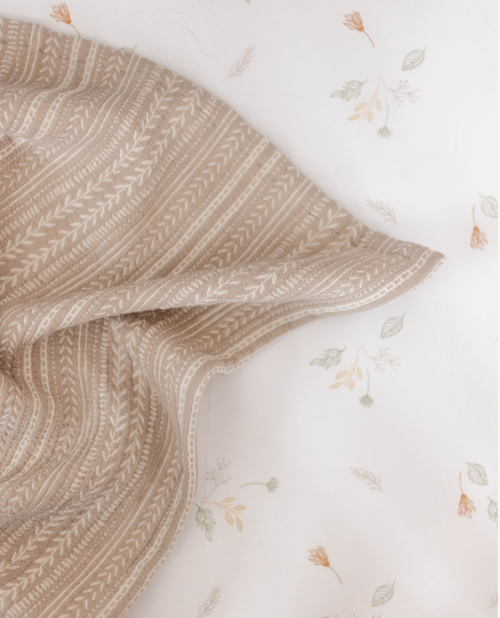 Crane Baby Muslin Jacquard Blanket Willow Collection - Beige
