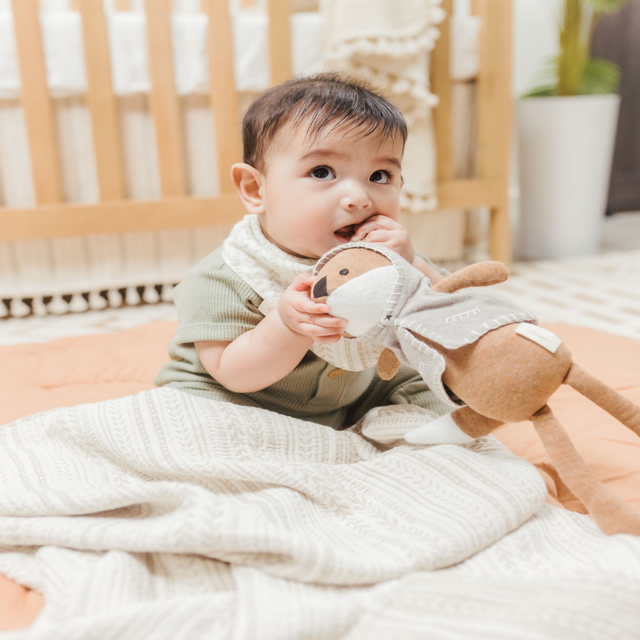 Crane Baby Muslin Jacquard Blanket Willow Collection - Beige