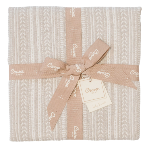 Crane Baby Muslin Jacquard Blanket Willow Collection - Beige