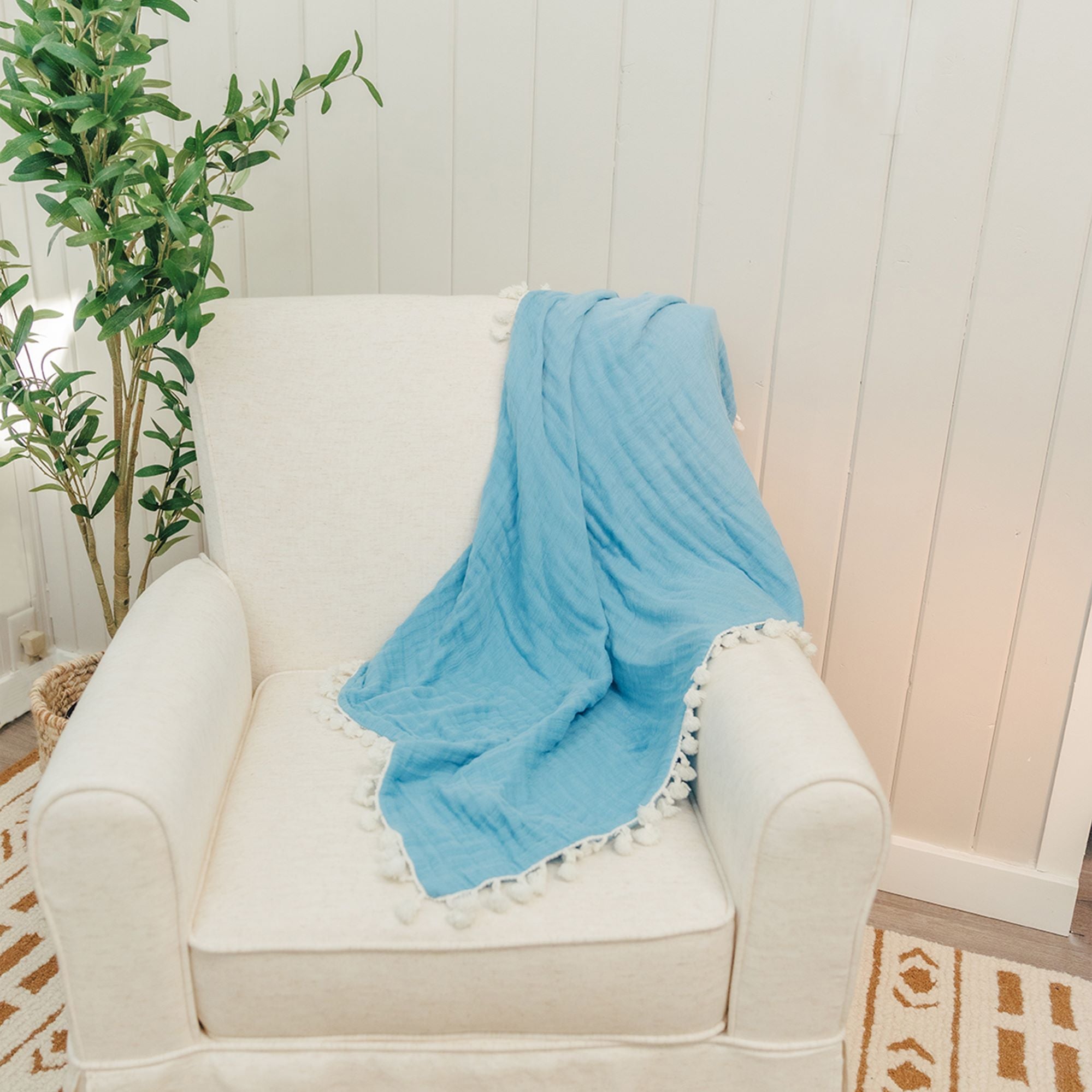 Crane Baby 6 Layer Muslin Blanket Capri - Blue