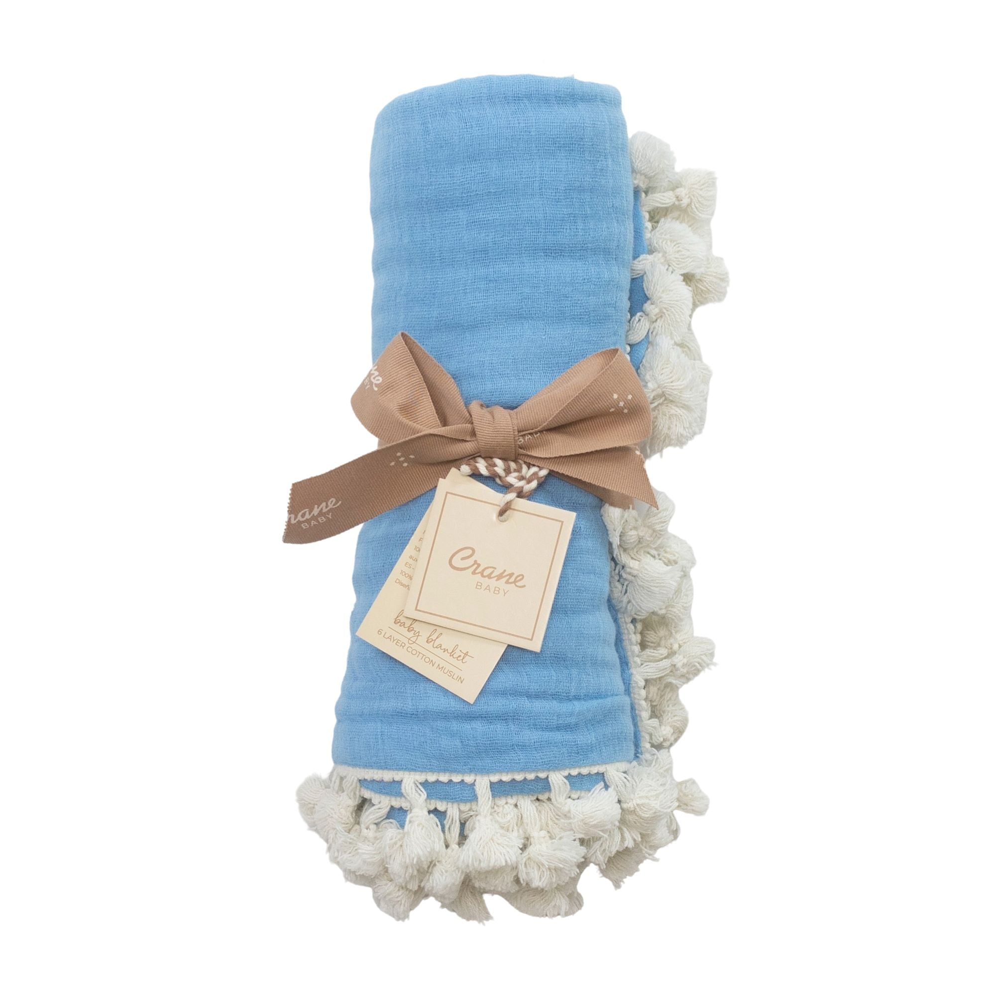 Crane Baby 6 Layer Muslin Blanket Capri - Blue