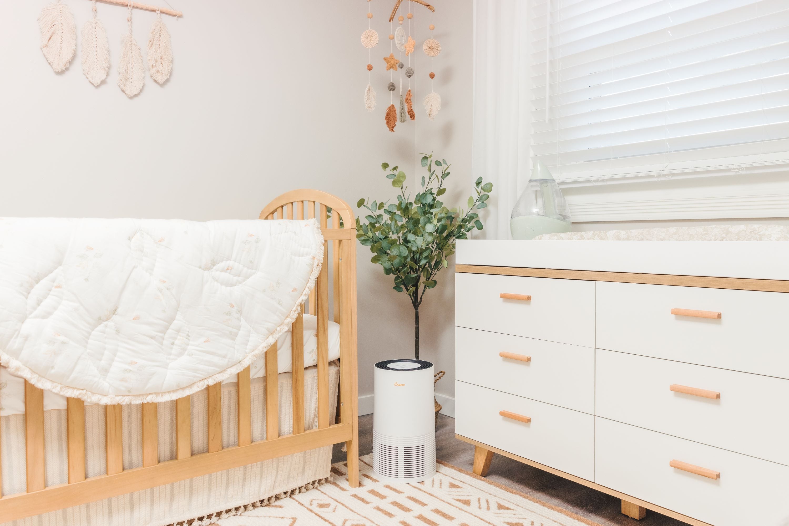 Crane Baby Natural Boho Fringe Crib Skirt Willow Collection - Cream