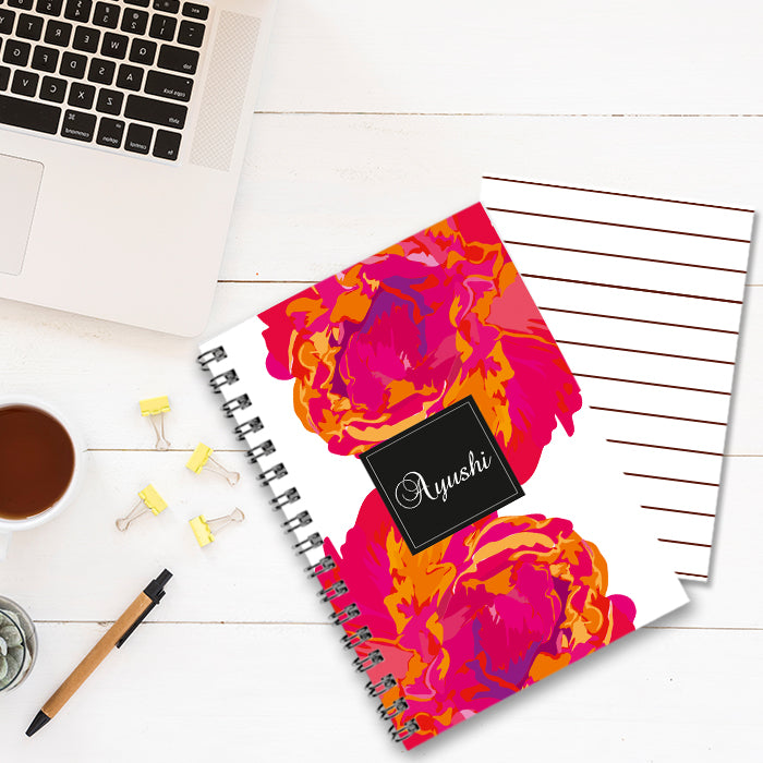Personalised Notebook (A5 Size) - Abstract Flower