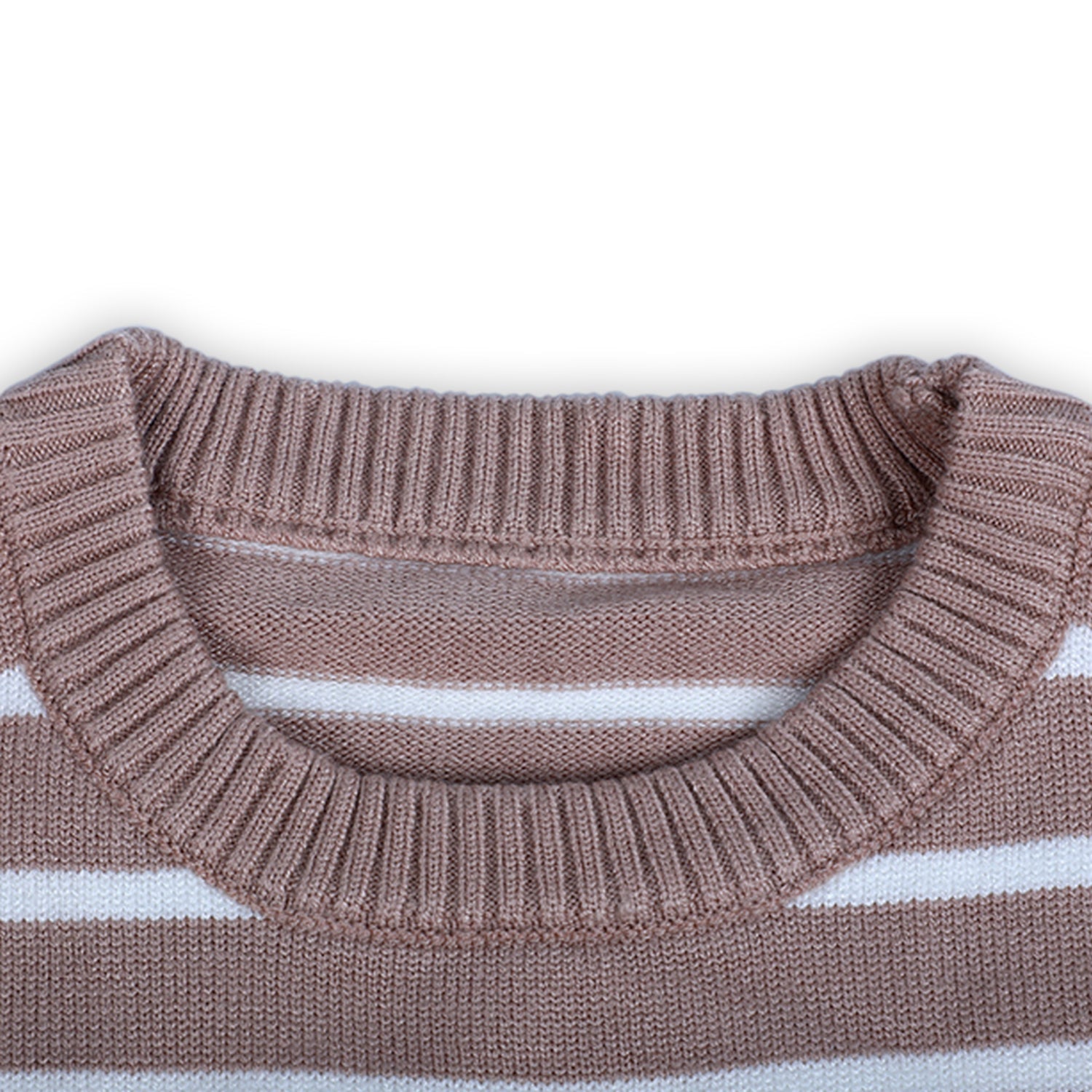Dashing Dino Striped Premium Full Sleeves Knitted Sweater - Greyish Brown