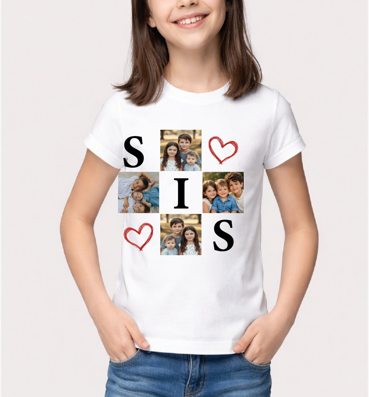 Personalized Siblings Photo Collage Rakhi T-Shirts for Kids