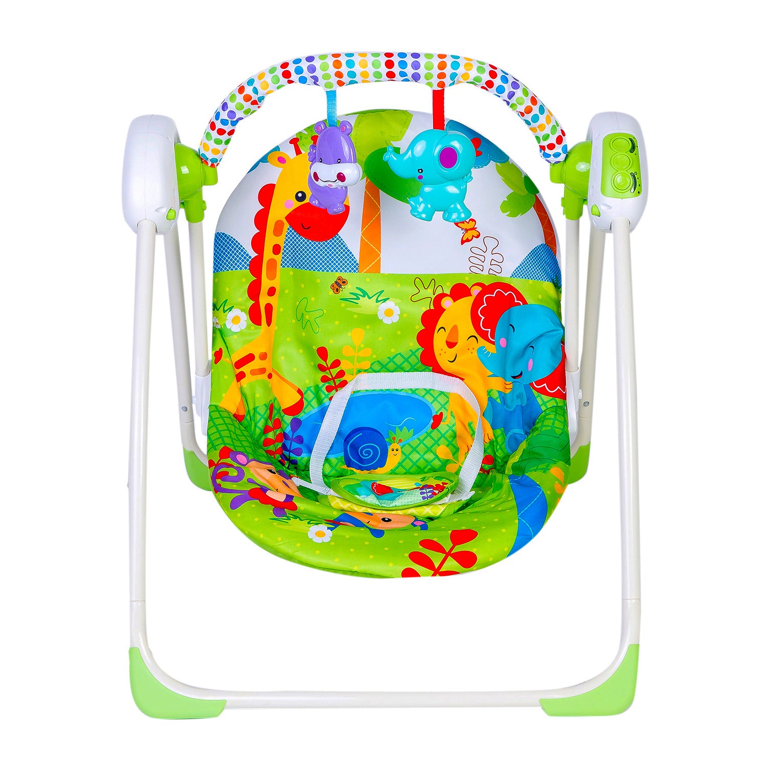 Baby Moo Bright Stars Foldable Musical Comfortable Swing With Animals Green