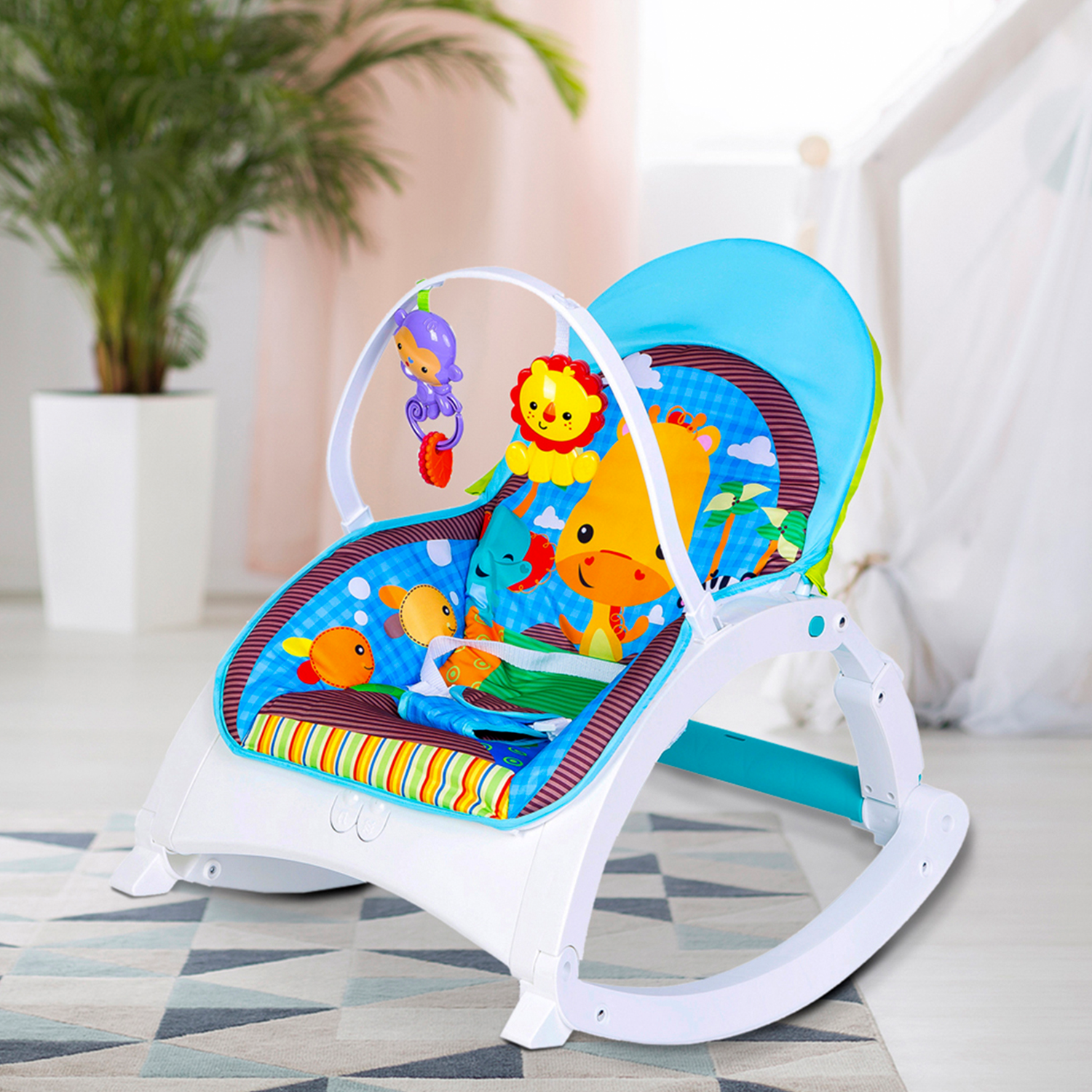 Baby Moo Newborn To Toddler Happy Baby Bouncer With Hanging Toys