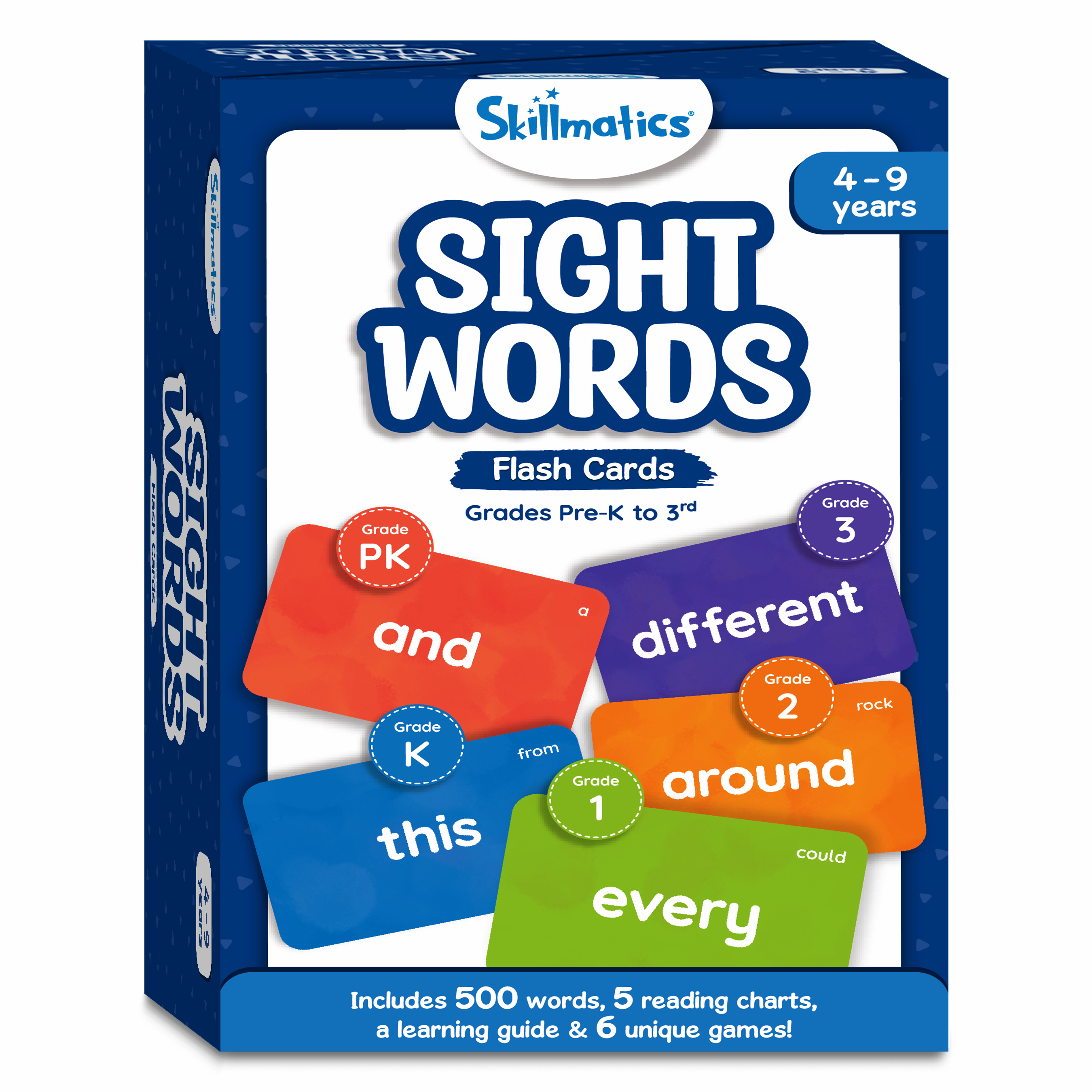 Skillmatics Flash Cards - 500 Sight Words, for Preschool (Pre-K), Kindergarten,1st, 2nd, 3rd Grade, Includes The Dolch & Fry Word List & 6 Unique Games