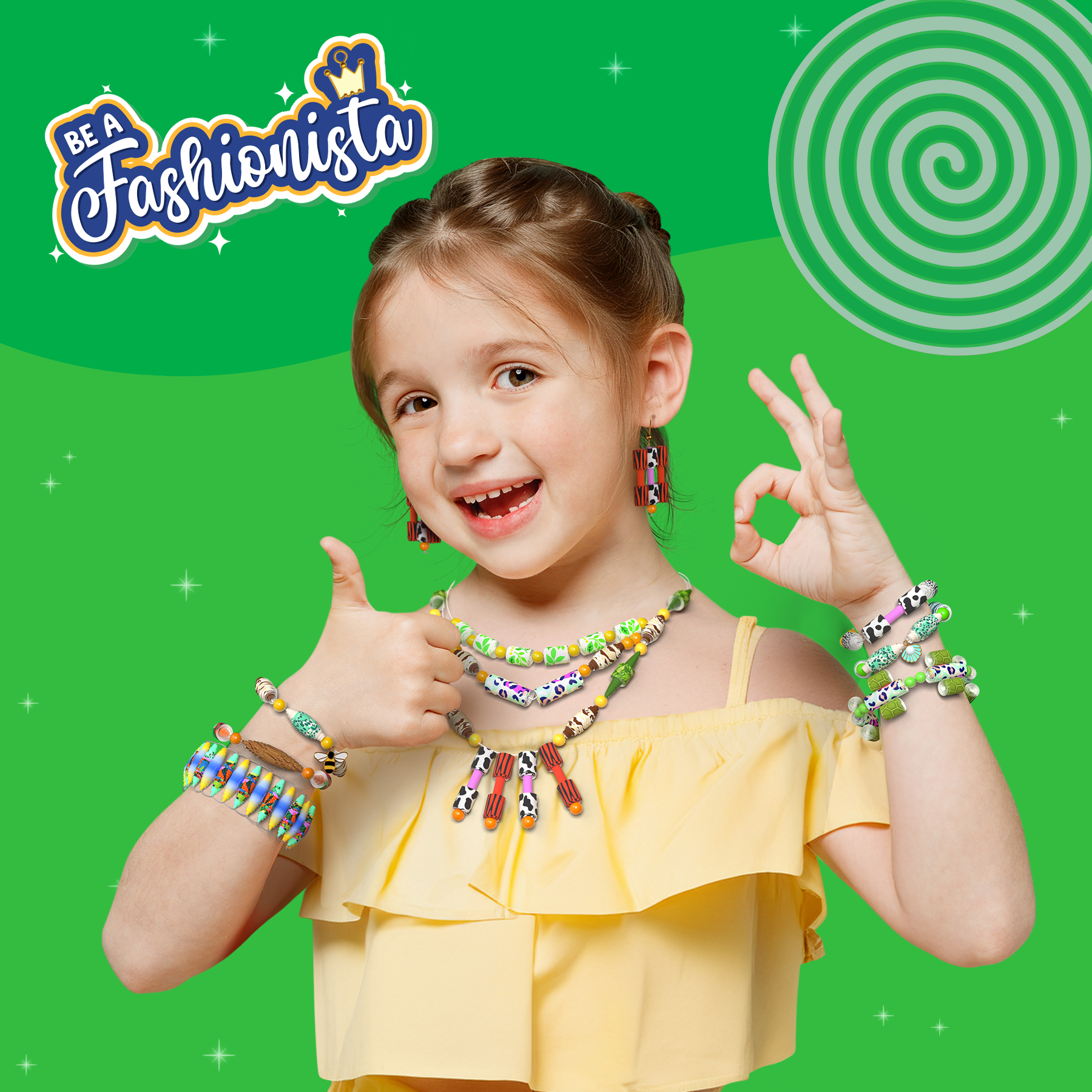 Skillmatics Craft Activity - Roll-Up Beads Jungle Party DIY Kit, 350+ Charms & Beads, Create 40+ Necklaces, Earrings and Bracelets, Gifts for Tweens and Girls, Ages 6, 7, 8, 9, 10, 11, 12, 13