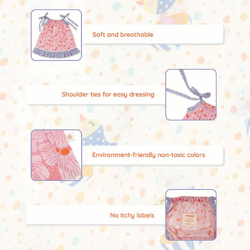 Greendigo Organic Cotton Pack Of 1 Frock For Newborn Baby Girls - Pink