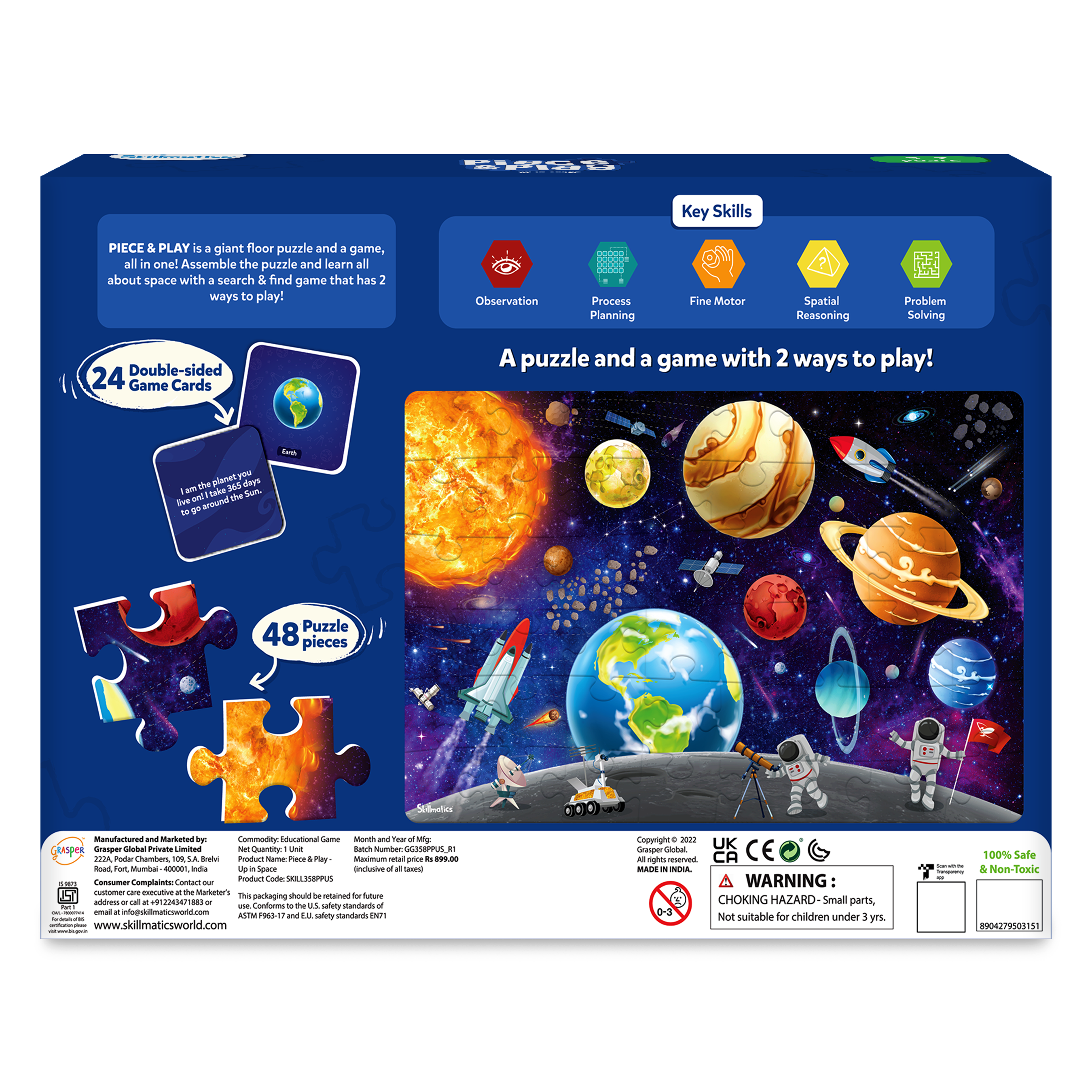 Piece & Play Up in Space | Fun & Educational 48 Piece Jigsaw Puzzle