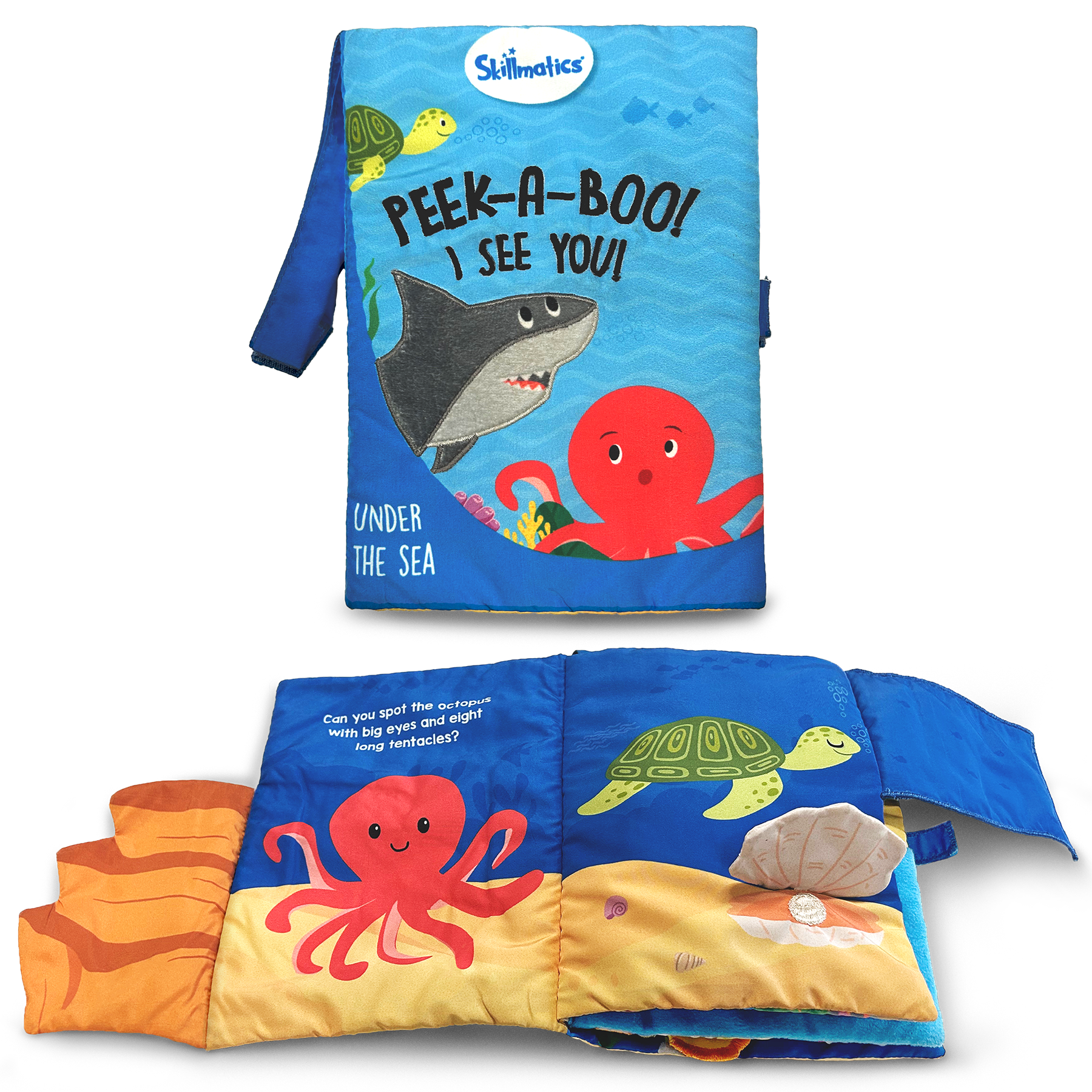 Skillmatics Baby Book - Peek-A-Boo I See You Underwater Animal Theme, Interactive Soft Cloth Book With Crinkle Pages, Ages 6 Months And Up