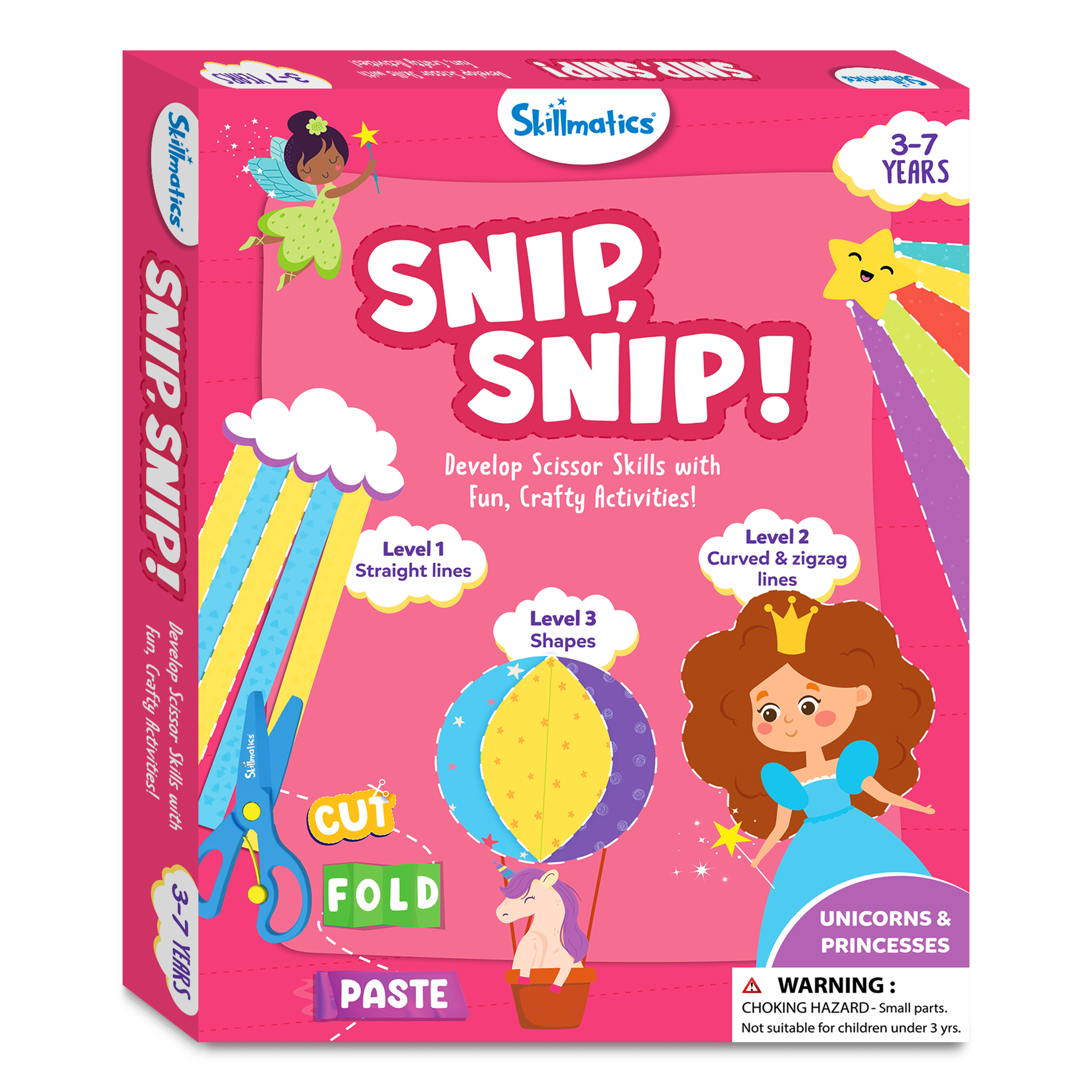 Skillmatics Art & Craft Activity Kit - Snip, Snip Unicorn & Princesses, Practice Scissor Skills, Craft Kits, 25 DIY Activities, Gifts for Ages 3 to 7