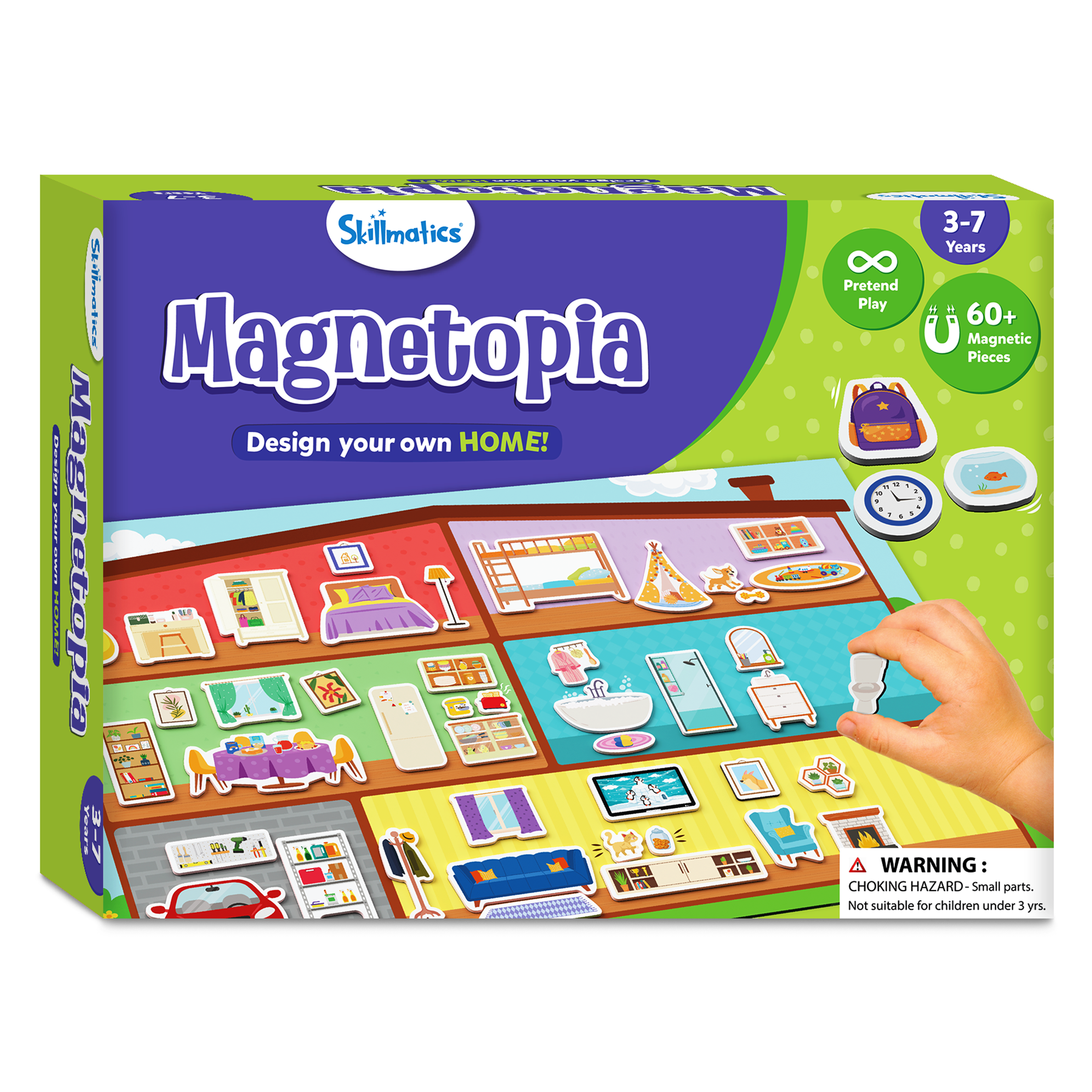 Skillmatics Creative Toy Magnetopia - Design Your Home, Interactive Pretend Play Set For Kids, Toddlers, 60+ Magnetic Pieces, Preschool Learning Game, Gifts for Girls & Boys Ages 3, 4, 5, 6, 7
