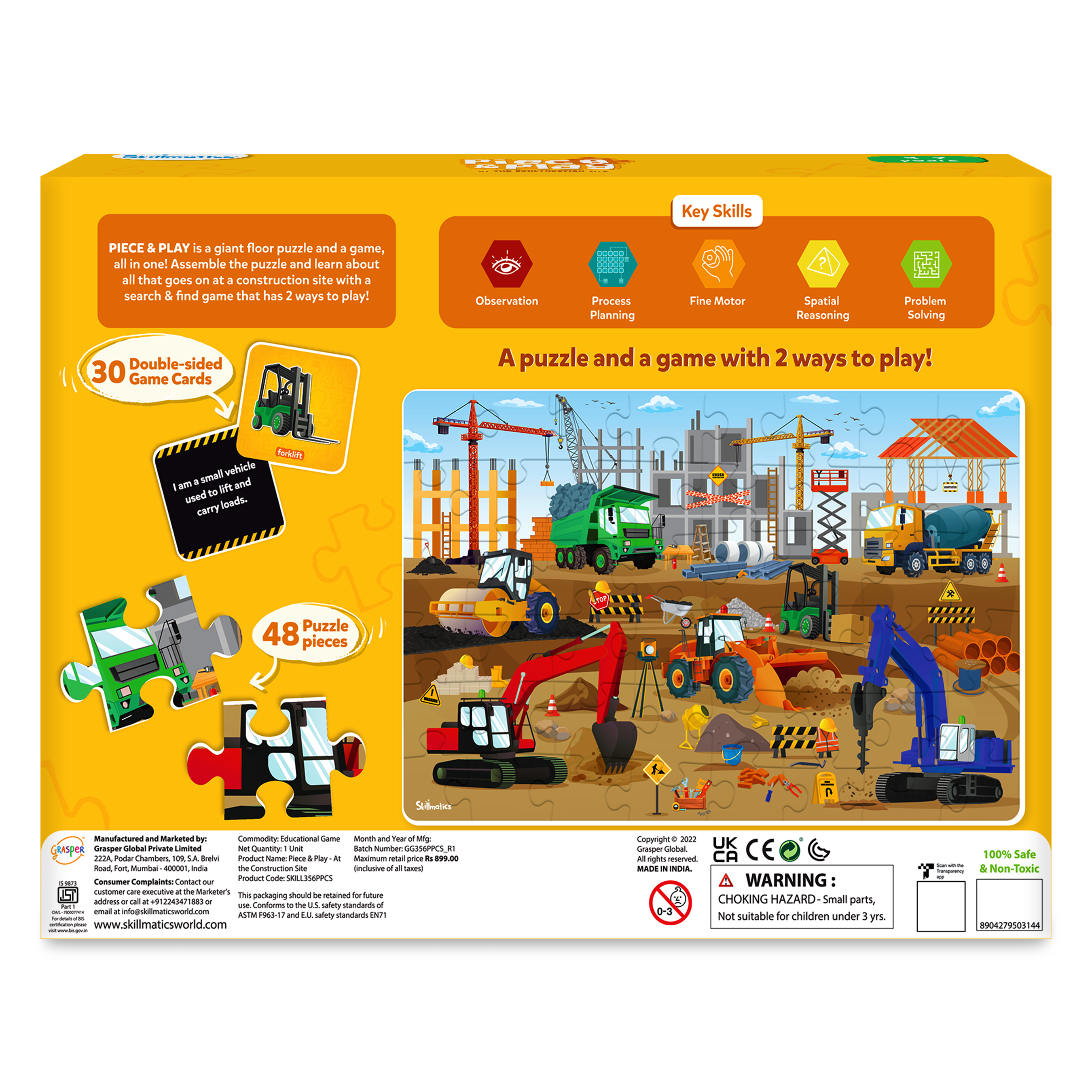 Piece & Play Construction Site | Fun & Educational 48 Piece Jigsaw Puzzle