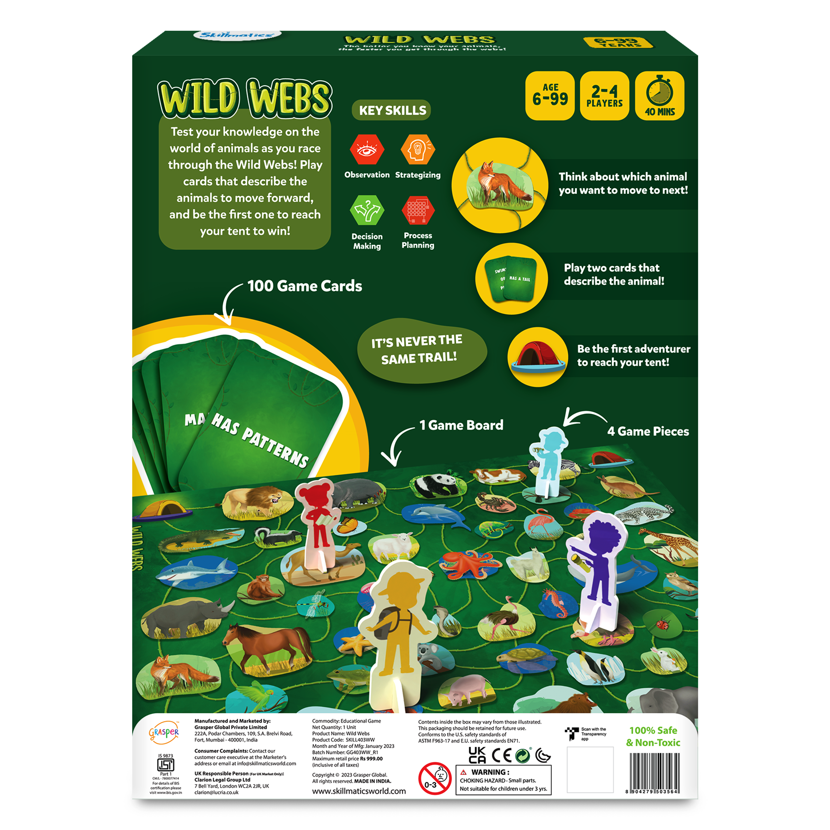 Skillmatics Board Game - Wild Webs, Animal Learning Game, Gifts, Family Friendly Games for Ages 6 and Up