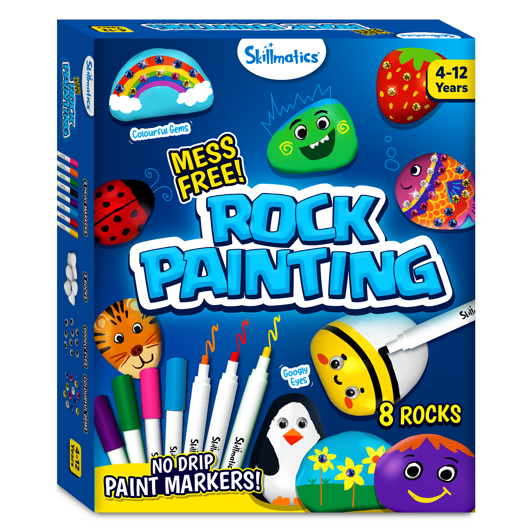 Skillmatics Rock Painting Kit - Mess-Free Art & Craft Activity for Girls & Boys, Craft Kits & Supplies, DIY Creative Activity, Gifts for Kids Ages 4 to 12