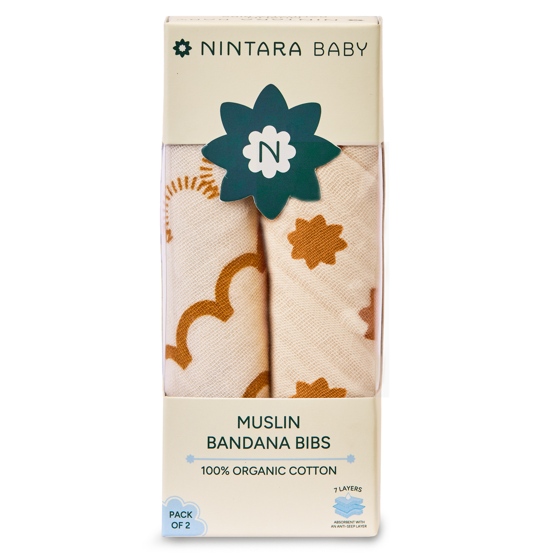 Bandana Bibs – 100% Organic Premium Muslin Cotton, Absorbent, Waterproof, Extra-Soft, Adjustable, Lightweight & Durable, Perfect for Newborns, Babies & Toddlers Ages 0-3, Pack of 2/3/6