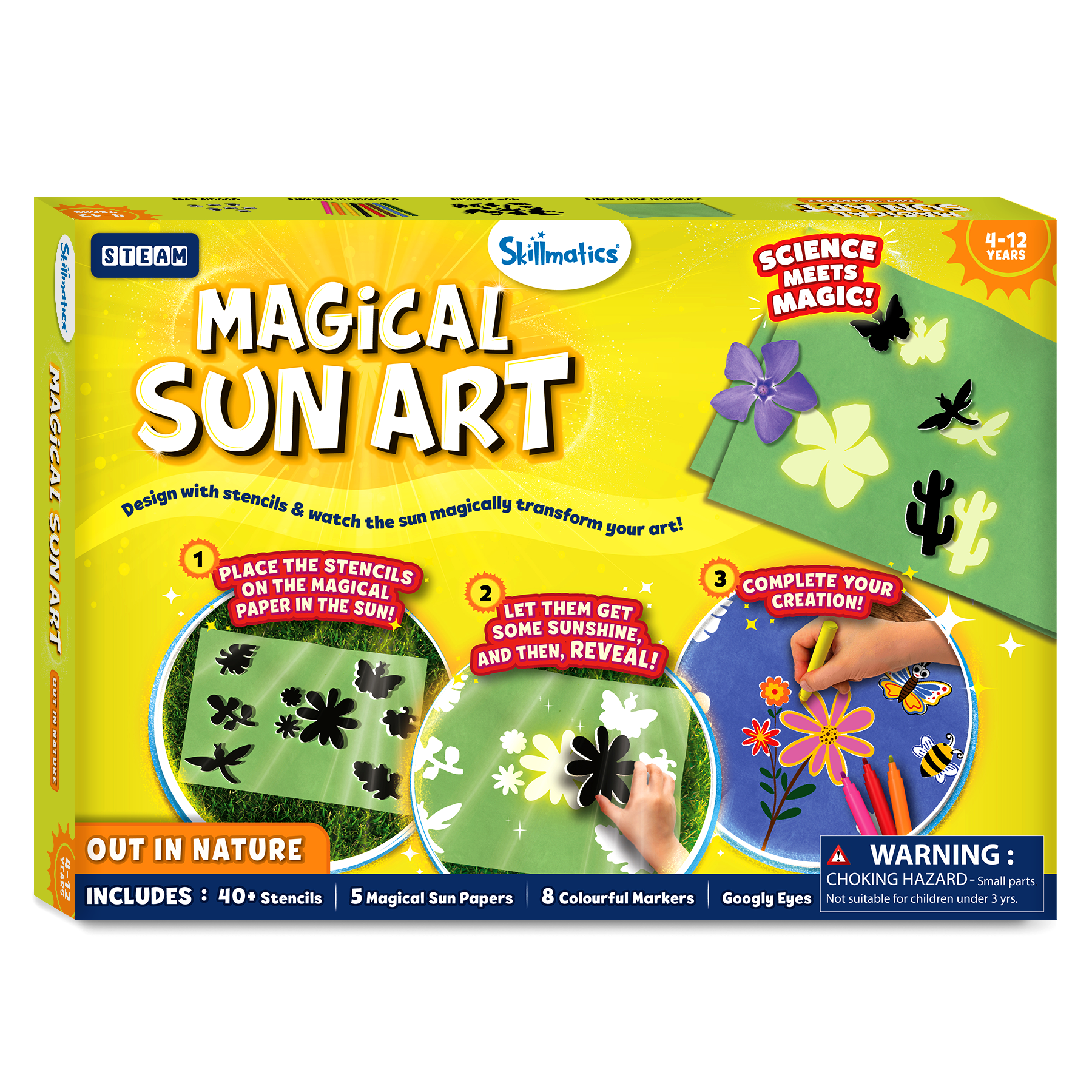 Skillmatics Sun Paper Art Kit - Nature, DIY Craft Kits & Supplies, STEM Toys, Mess-Free Creative Fun for Kids, Colouring, Painting, Gifts for Girls & Boys Ages 4, 5, 6, 7, 8, 9, 10, 11, 12