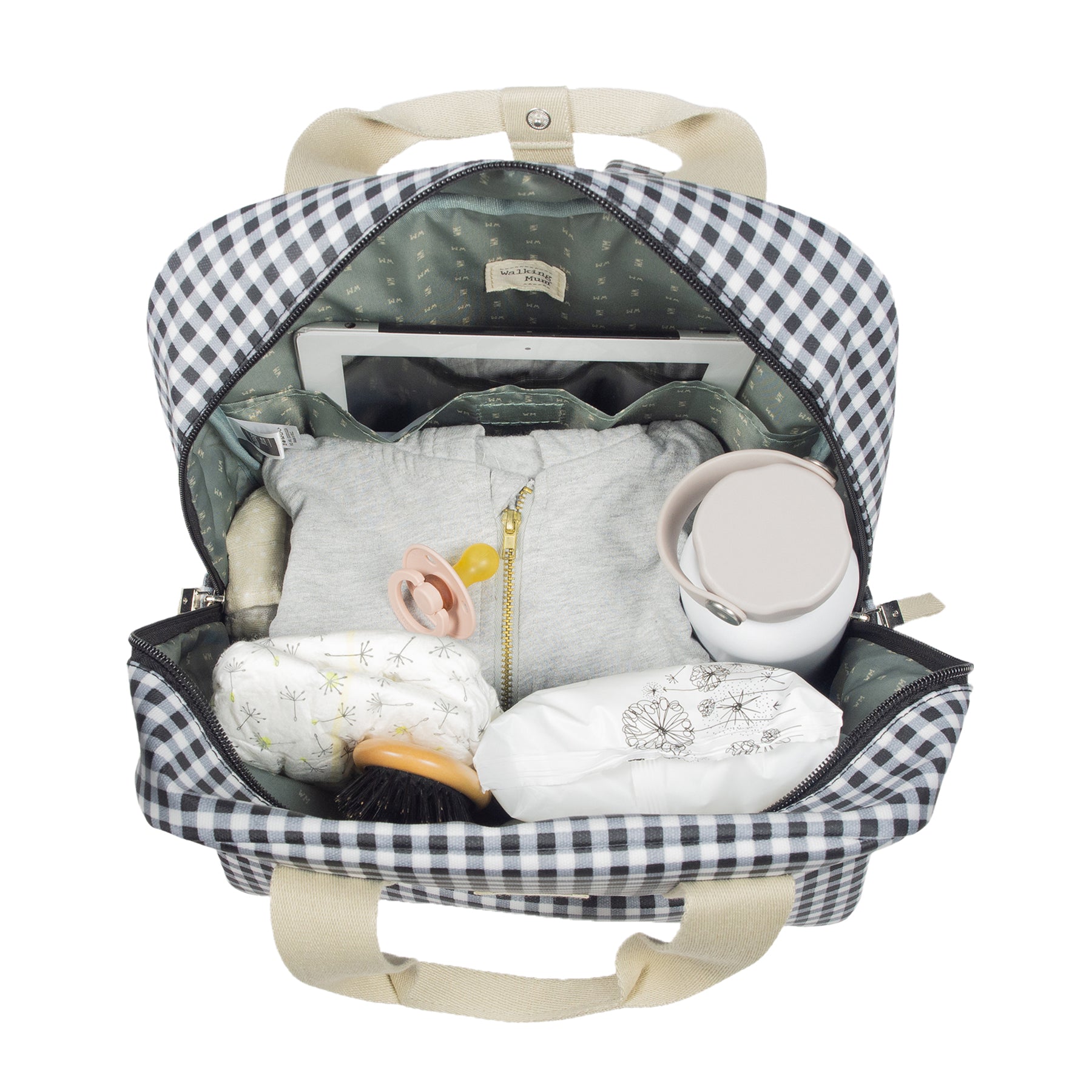 Walking Mum I Love Vichy Black Backpack Diaper Changing Bag