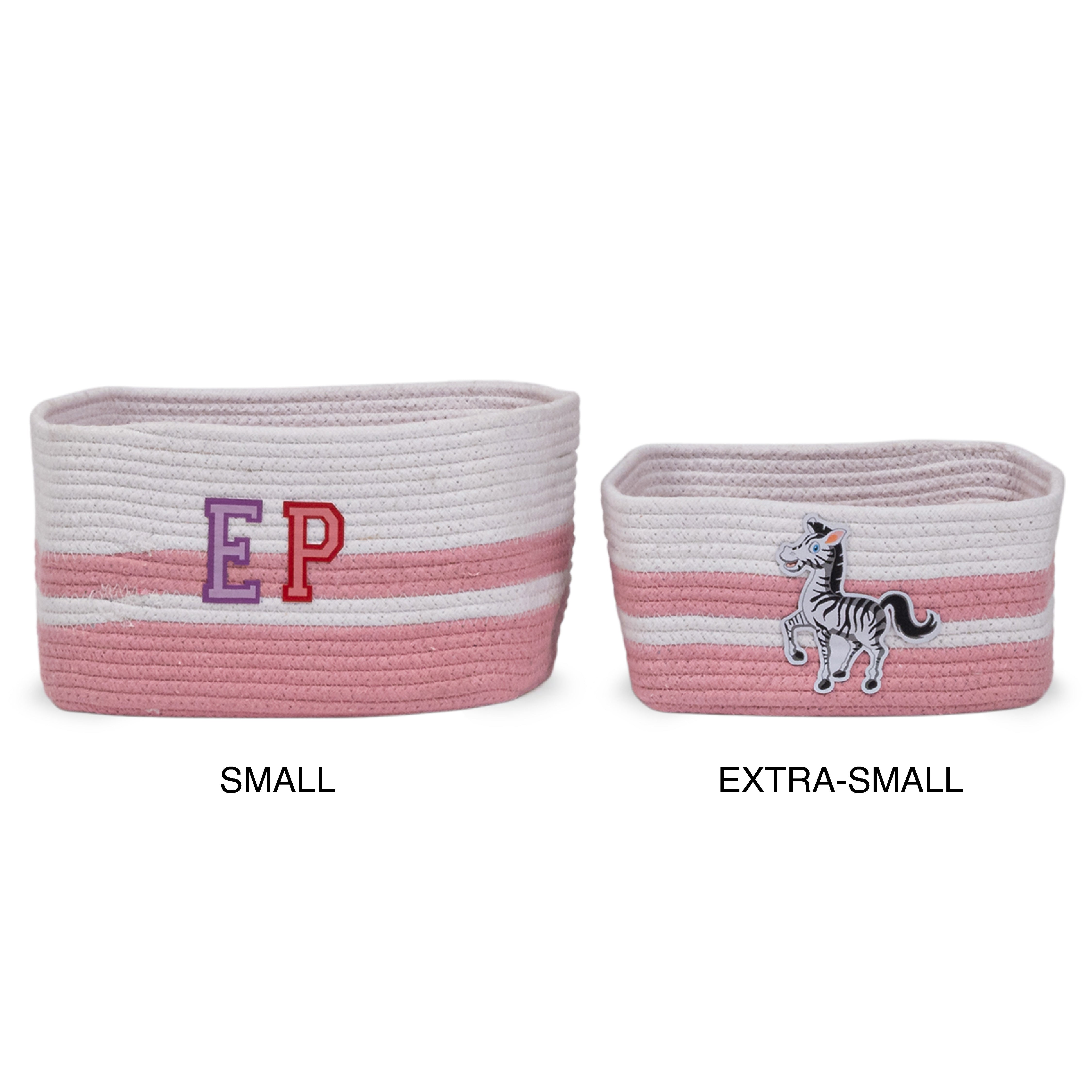 Cotton Rope Animal Kingdom Rectangular Pink Toy Storage Basket