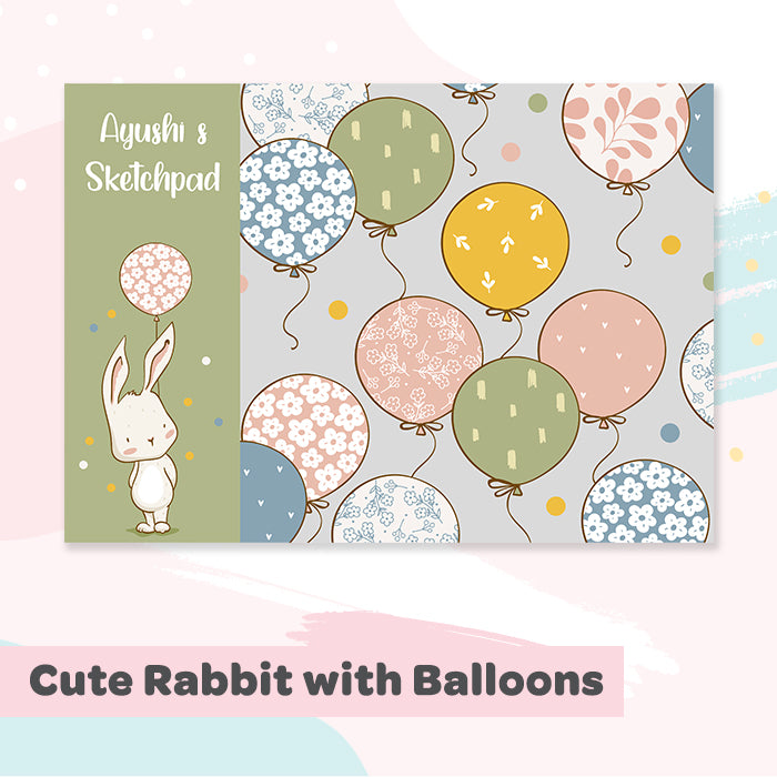 Cute Rabbit with Balloon Personalised Art Book