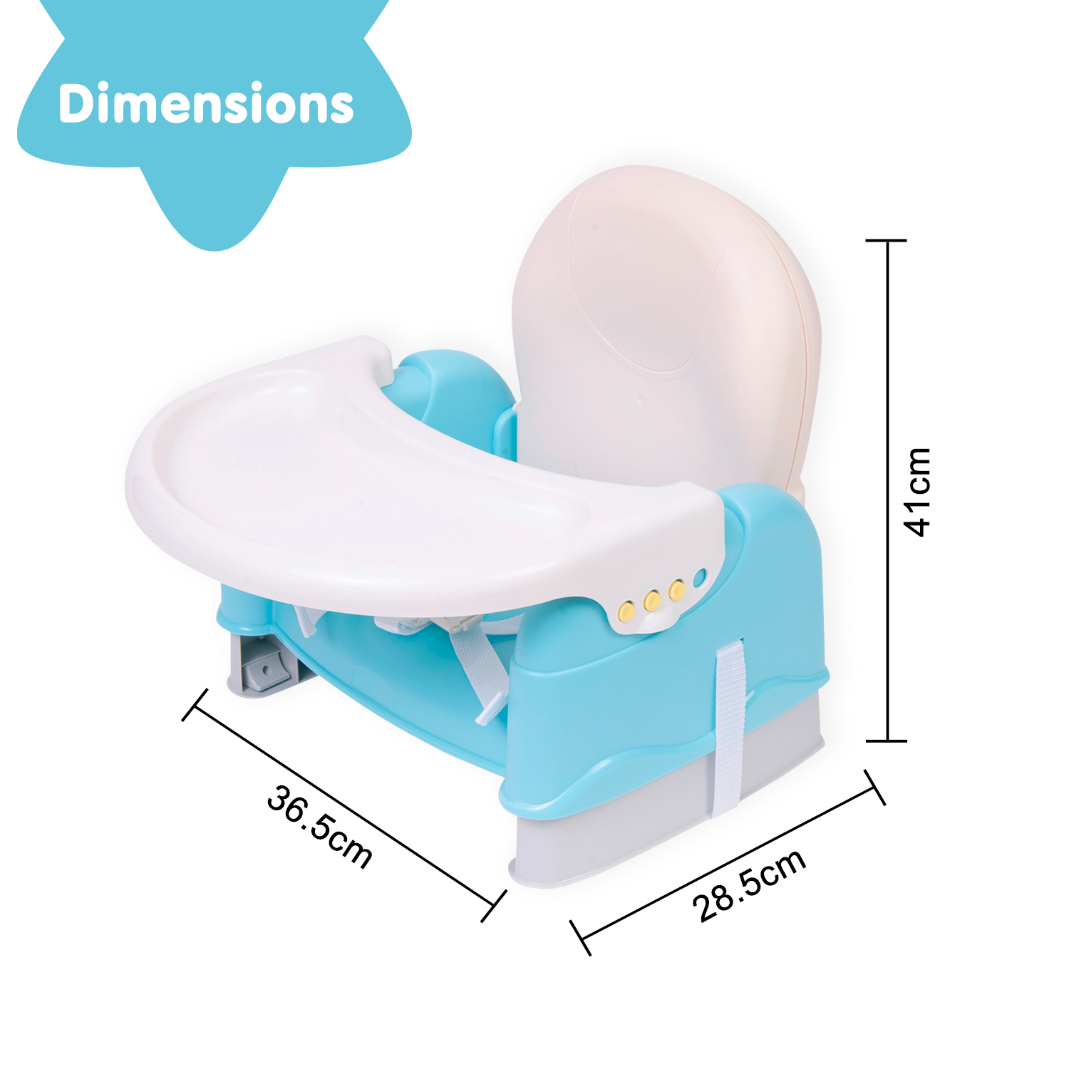 Baby Moo Foldable Feeding Booster Seat Adjustable Height And Food Tray Blue