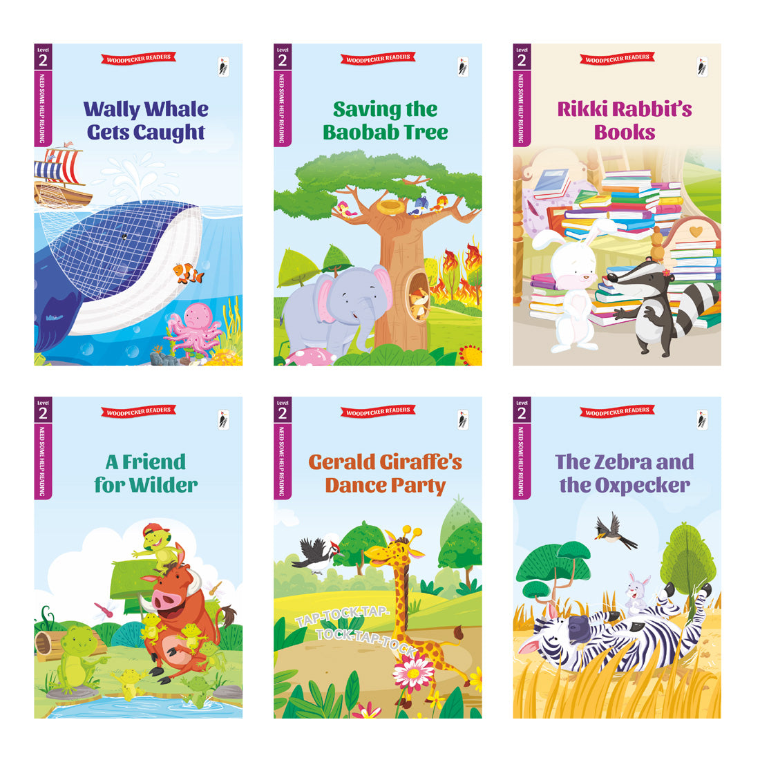 Woodpecker Books Level 2: Emerging Reader Set Of Animal Stories (6 Vol. Set)