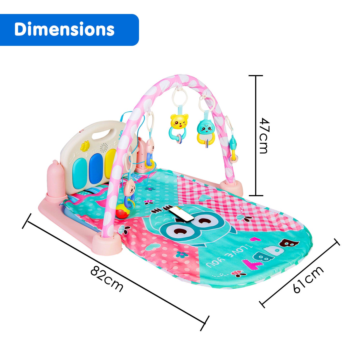 Baby Moo Premium Owl Blue Piano Activity Gym