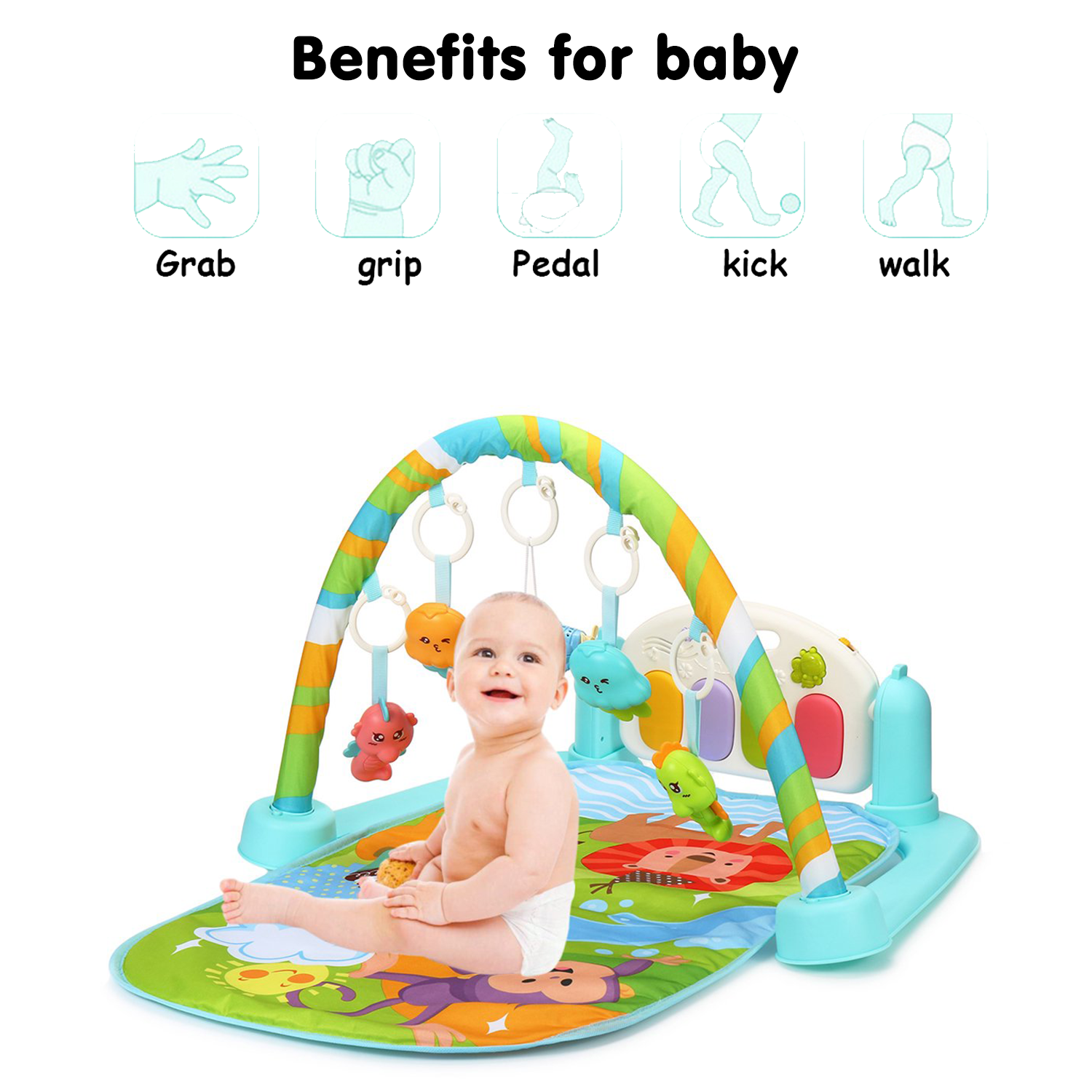 Baby Moo Sunny Zoo Day Multicolour Piano Activity Gym