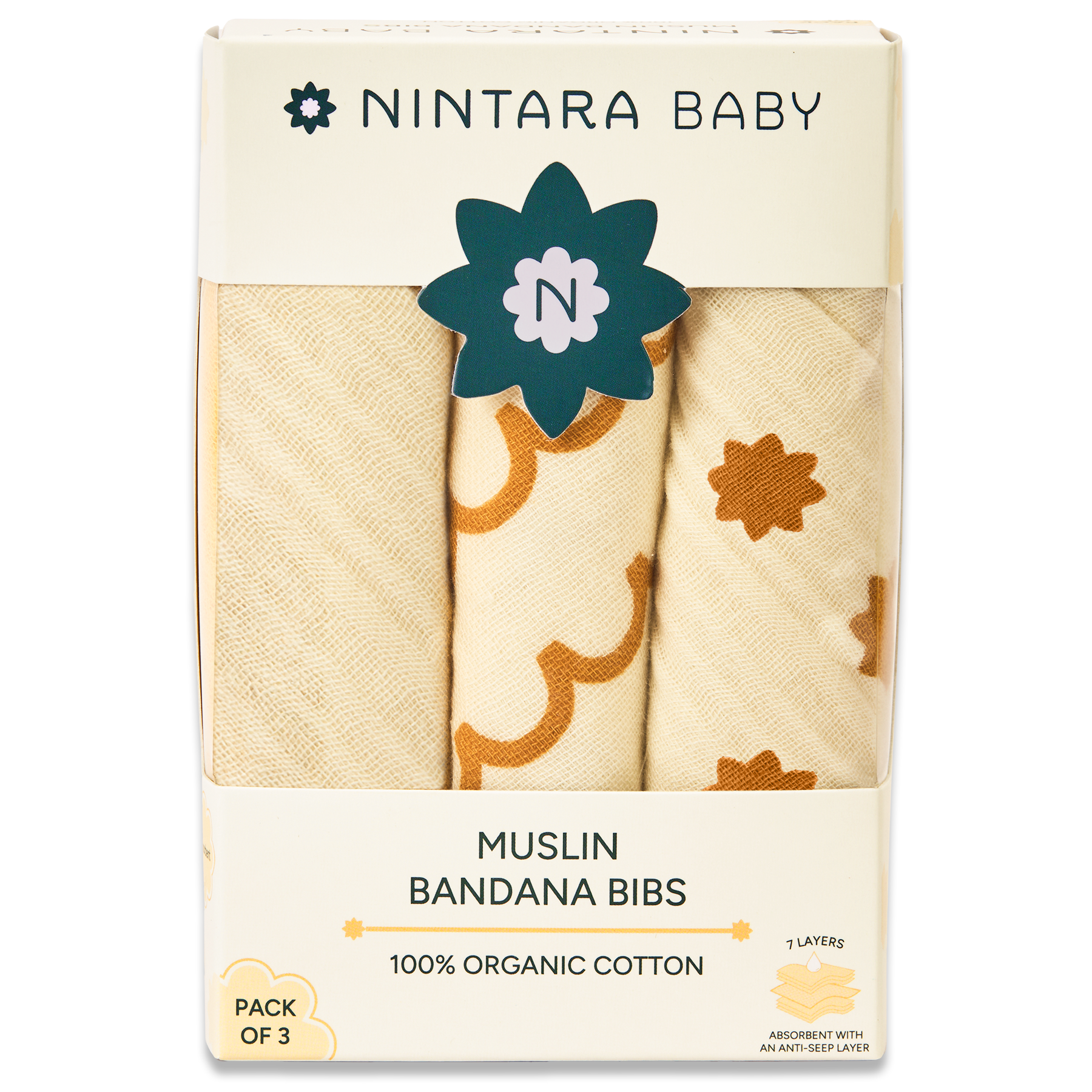 Bandana Bibs – 100% Organic Premium Muslin Cotton, Absorbent, Waterproof, Extra-Soft, Adjustable, Lightweight & Durable, Perfect for Newborns, Babies & Toddlers Ages 0-3, Pack of 2/3/6