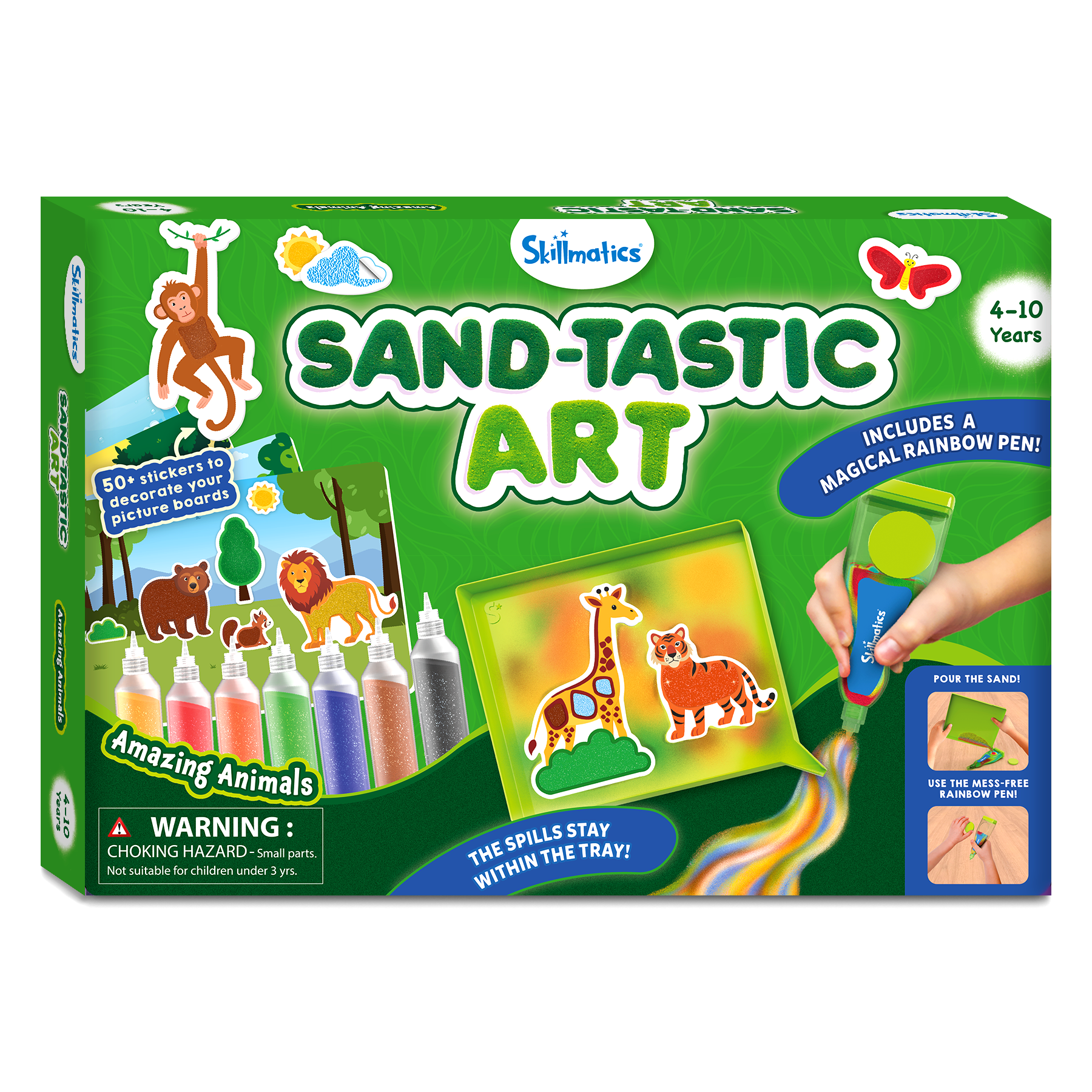 Skillmatics Sand Art Activity - Animals, Create & Stick 50+ Colorful Stickers, Creative Craft Kits & Supplies for Kids, Gifts for Girls & Boys Ages 4, 5, 6, 7, 8, 9, 10