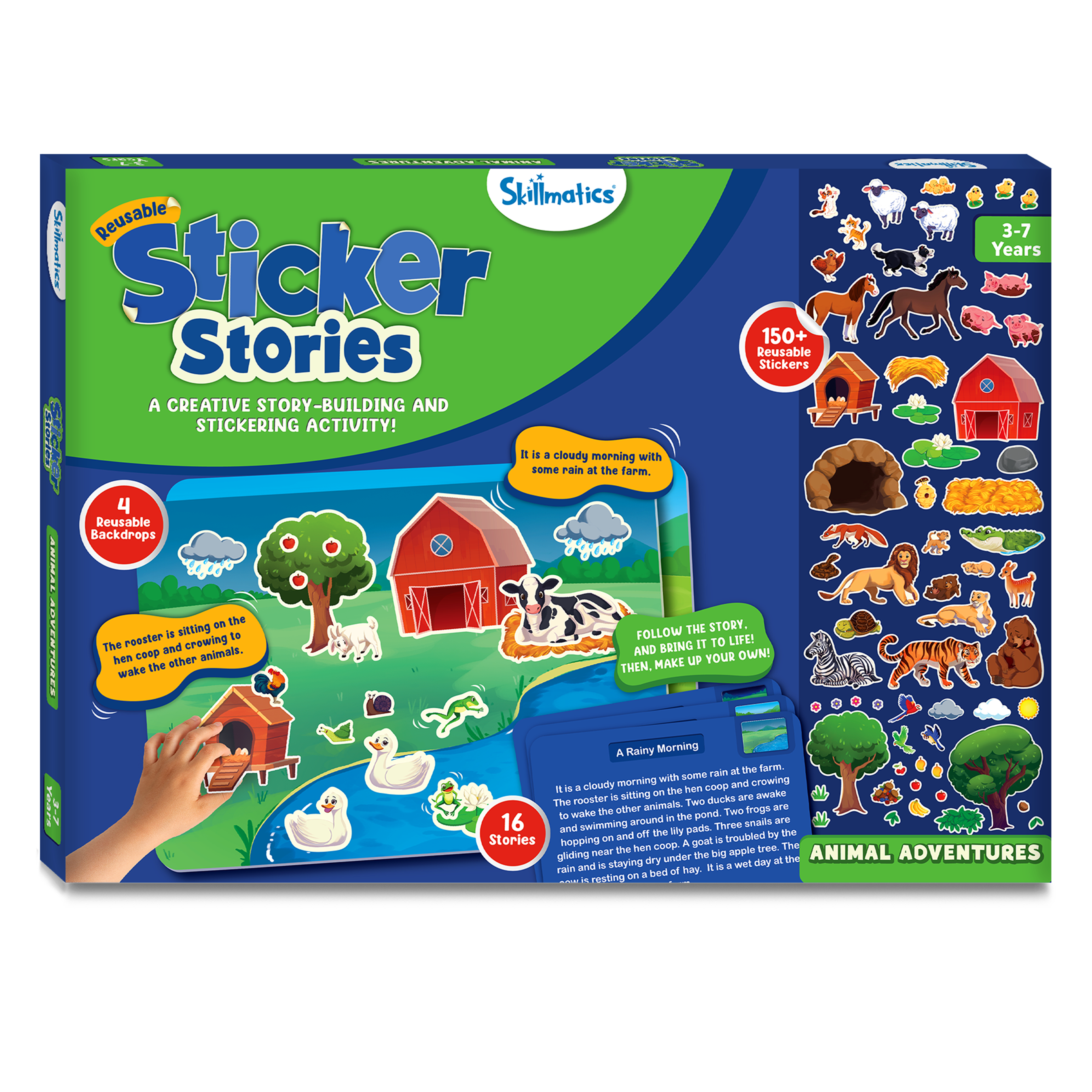 Skillmatics Art & Craft Activity - Sticker Stories Animal Adventures, Reusable Sticker Art, DIY Craft Kits, Creative Storytelling Kit, Educational Toy, Gifts for Ages 3, 4, 5, 6, 7