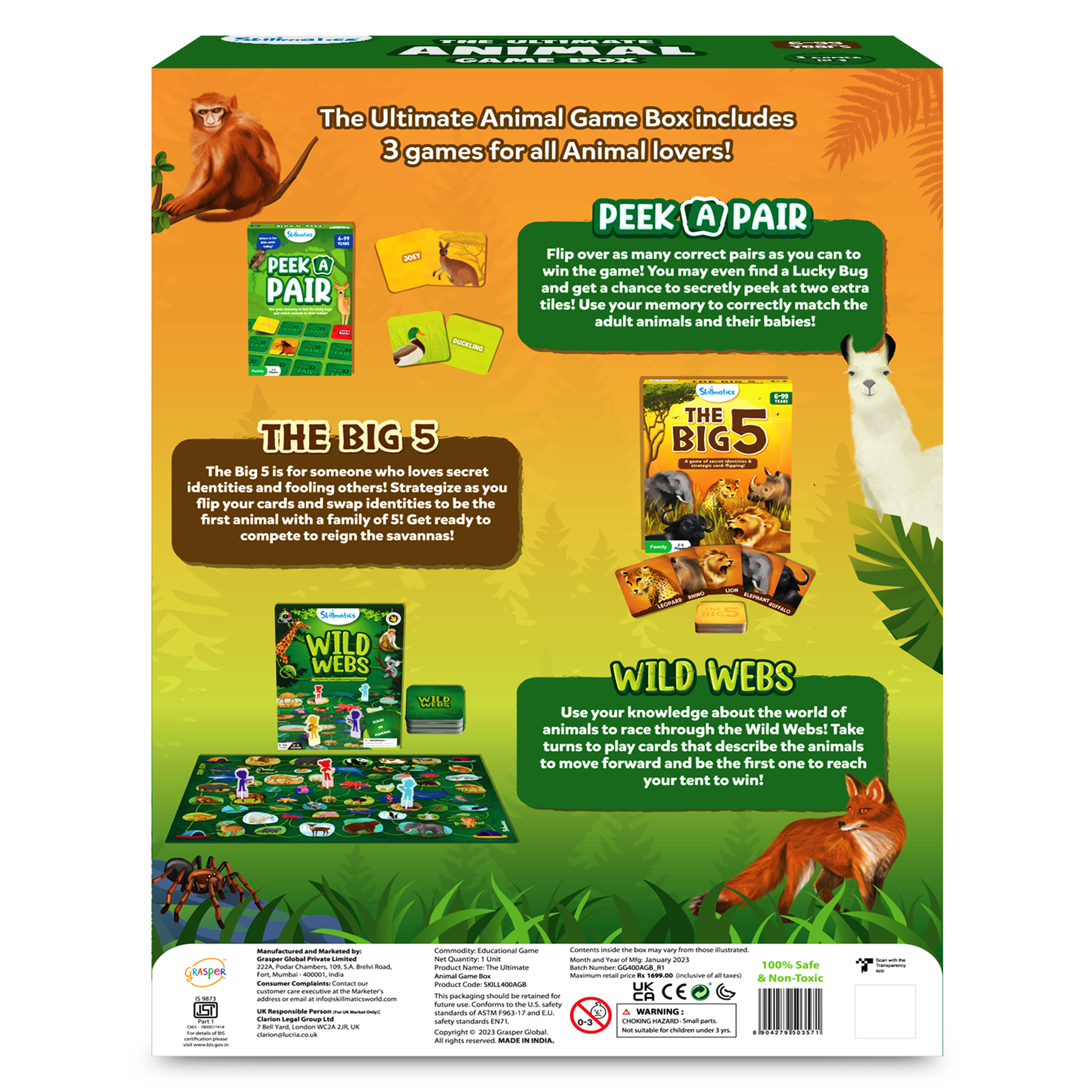 Skillmatics Ultimate Animal Game Box - 3 Games in 1, Family Friendly Games for Ages 6 and Up