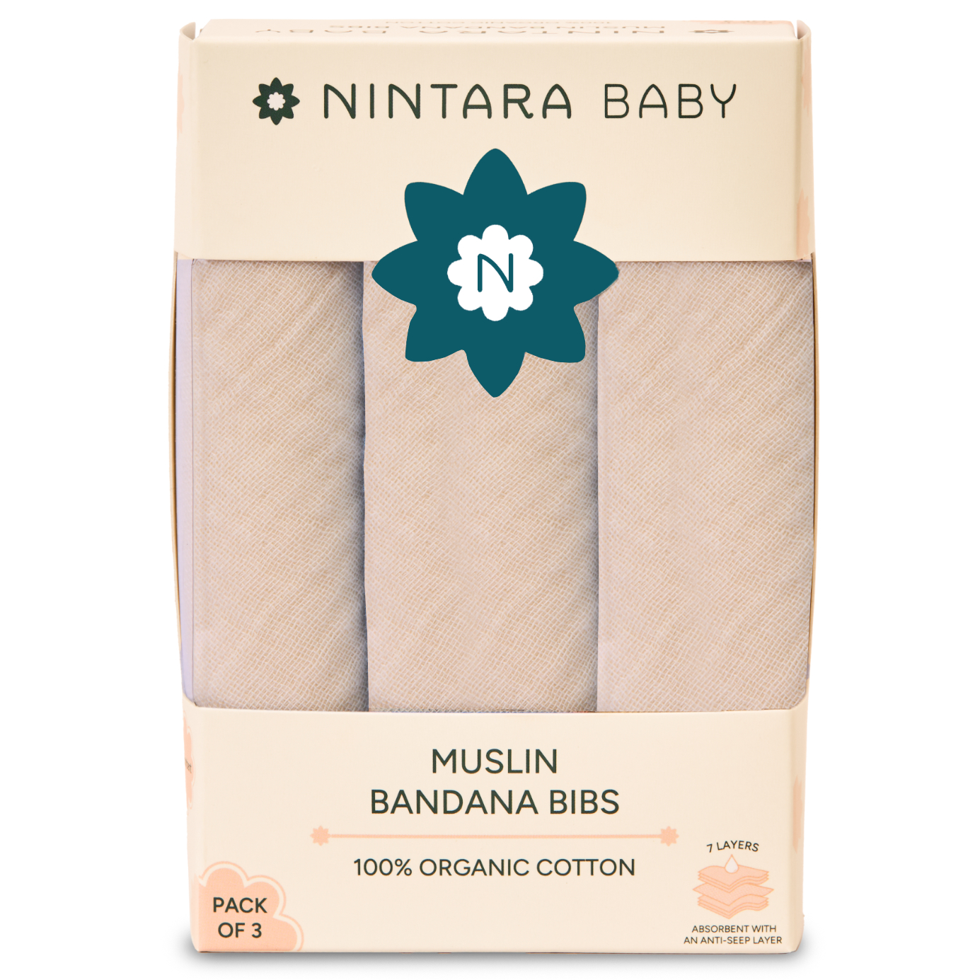 Bandana Bibs – 100% Organic Premium Muslin Cotton, Absorbent, Waterproof, Extra-Soft, Adjustable, Lightweight & Durable, Perfect for Newborns, Babies & Toddlers Ages 0-3, Pack of 2/3/6