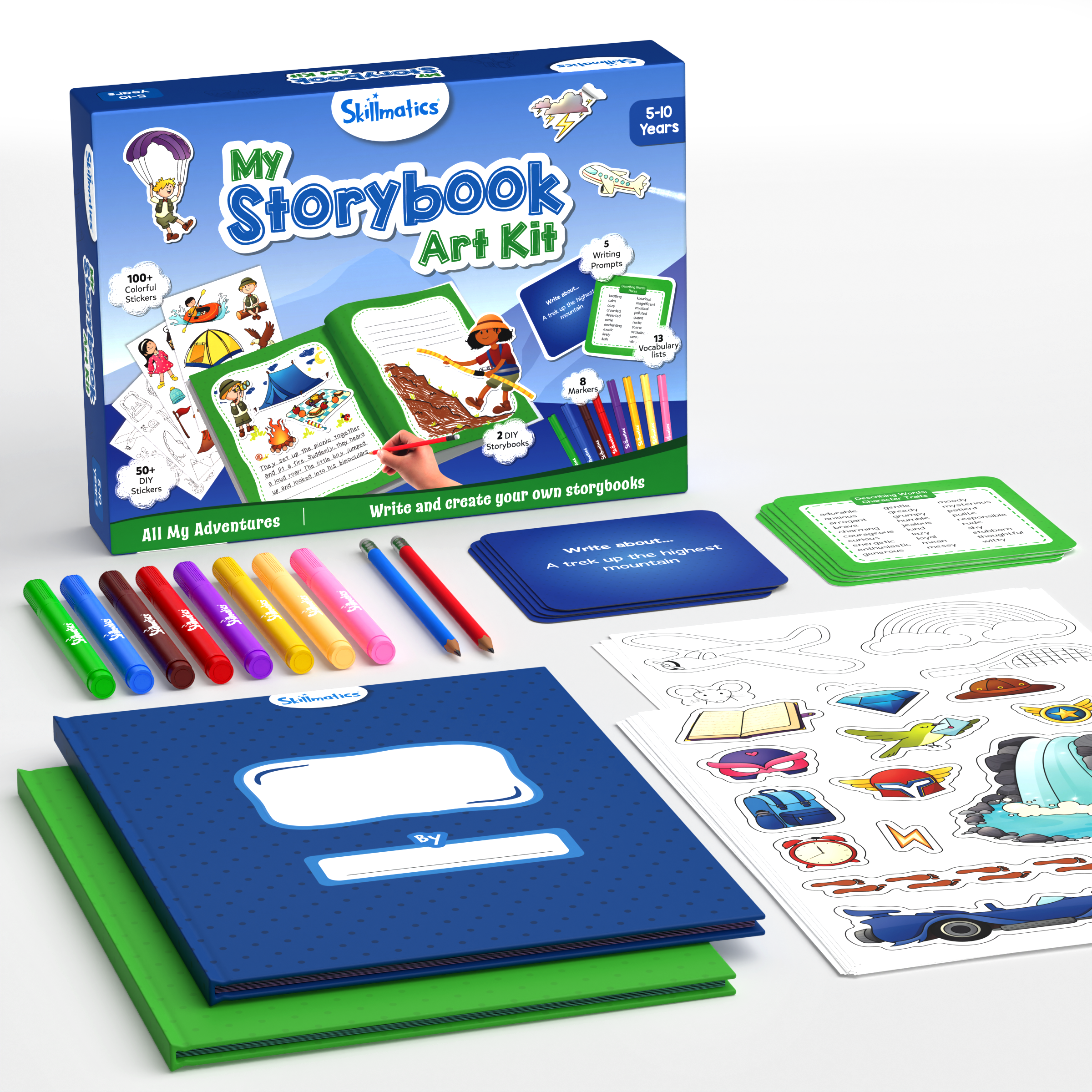 Skillmatics Storybook Art Kit - All My Adventures Art Kit for Kids, Write & Create Storybooks, Creative Activity for Boys & Girls, DIY Kit, 150+ Stickers, Gifts for Ages 5, 6, 7, 8, 9, 10