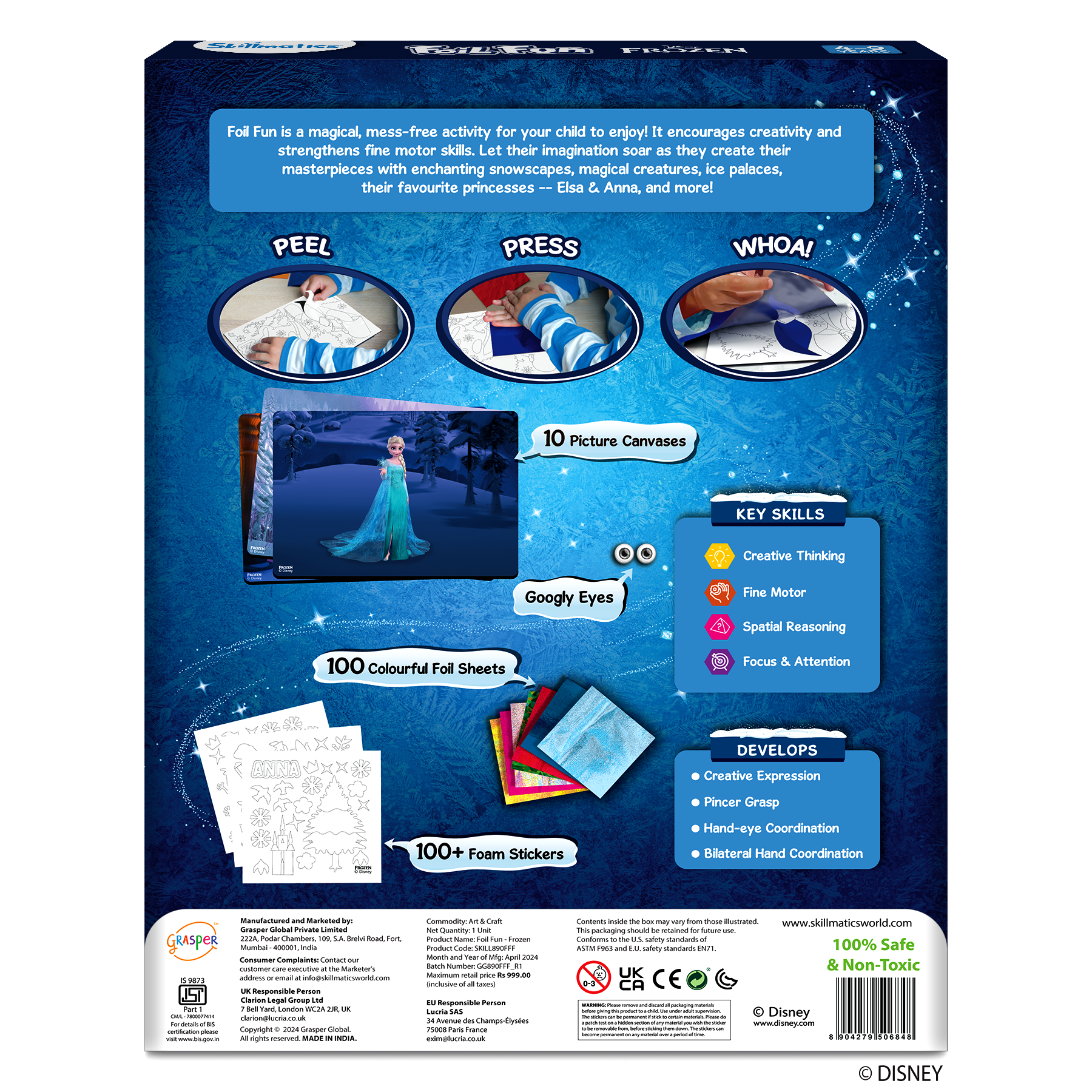 Skillmatics Art & Craft Activity - Foil Fun Disney Frozen, No Mess Art for Kids, Craft Kits, DIY Creative Activity, Gifts for Girls & Boys Ages 4, 5, 6, 7, 8, 9