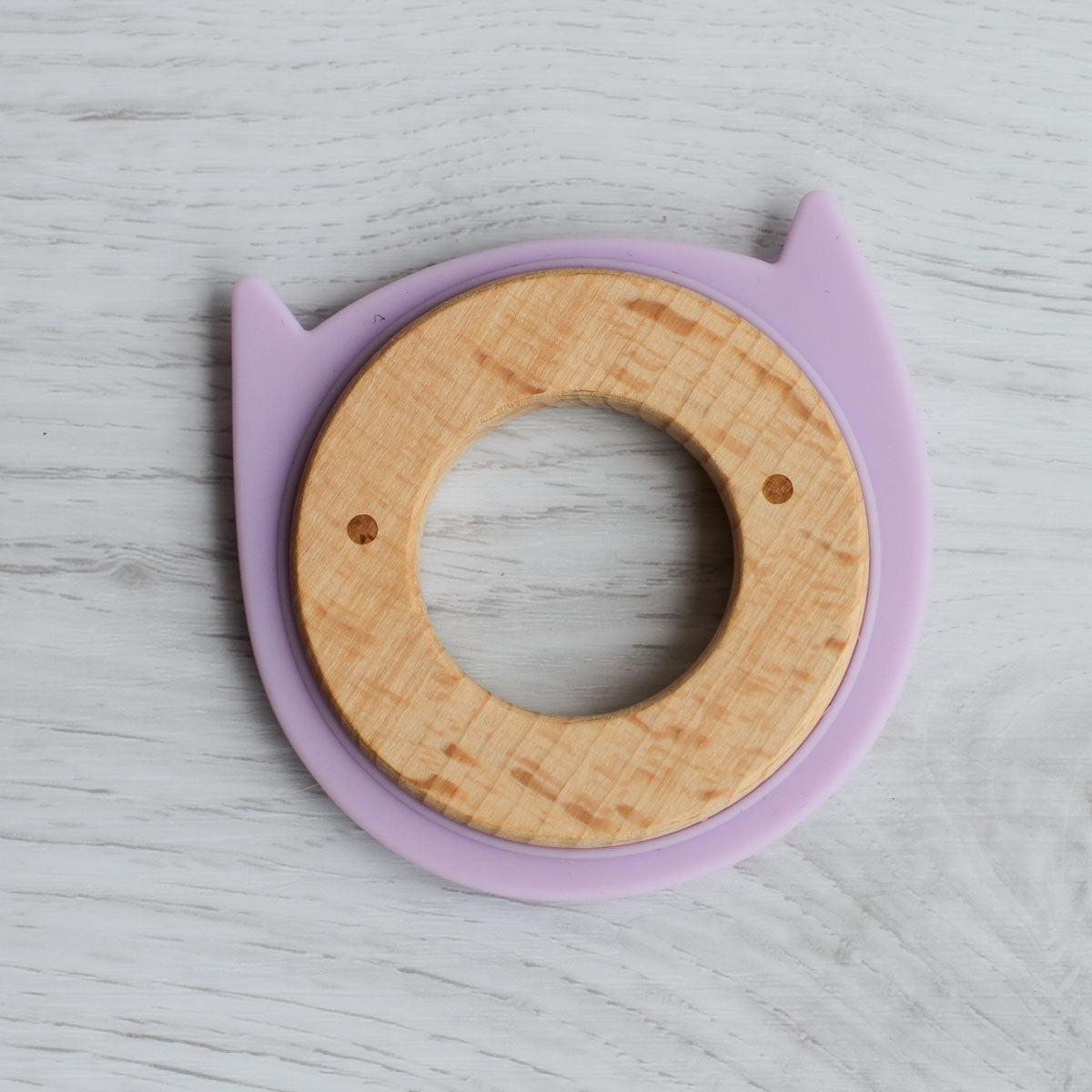 Wood + Silicone Disc Teether Toy - Purple