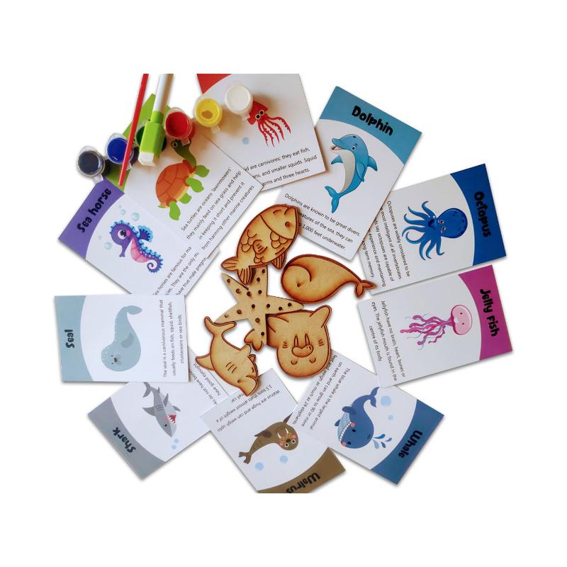 Sea Animals Flashcards With Wooden Cutout Activity