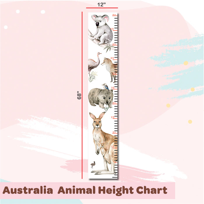 Australia Animal Height Chart Wall Sticker