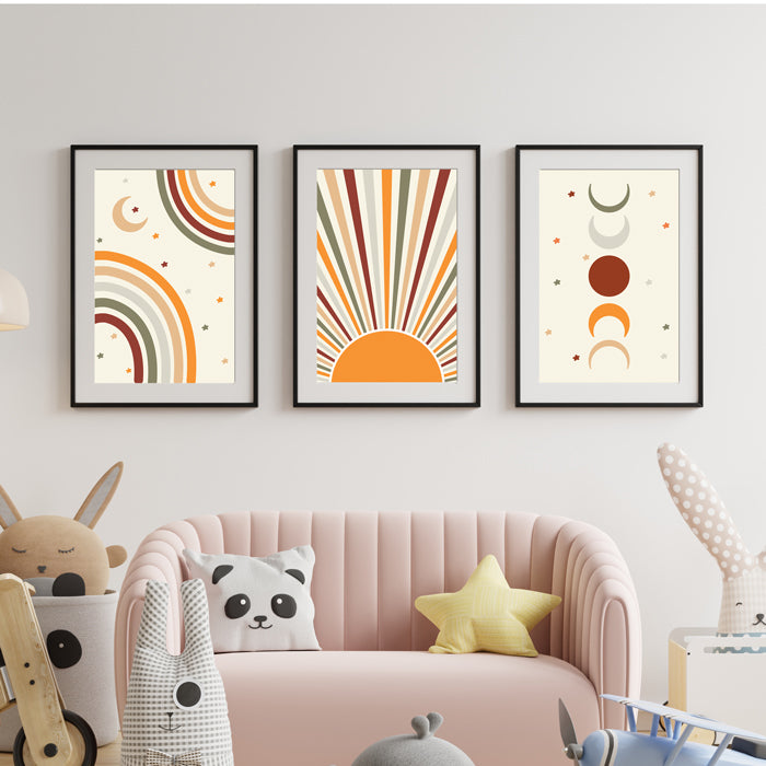 Abstract Boho Framed Wall Art (Set of 3)