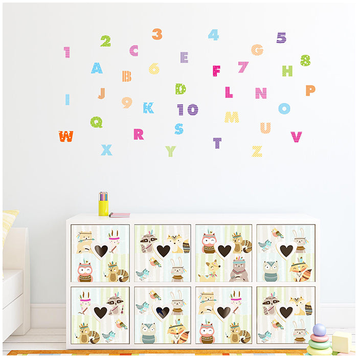 Alphabets And Numbers Mini Wall Art Sticker