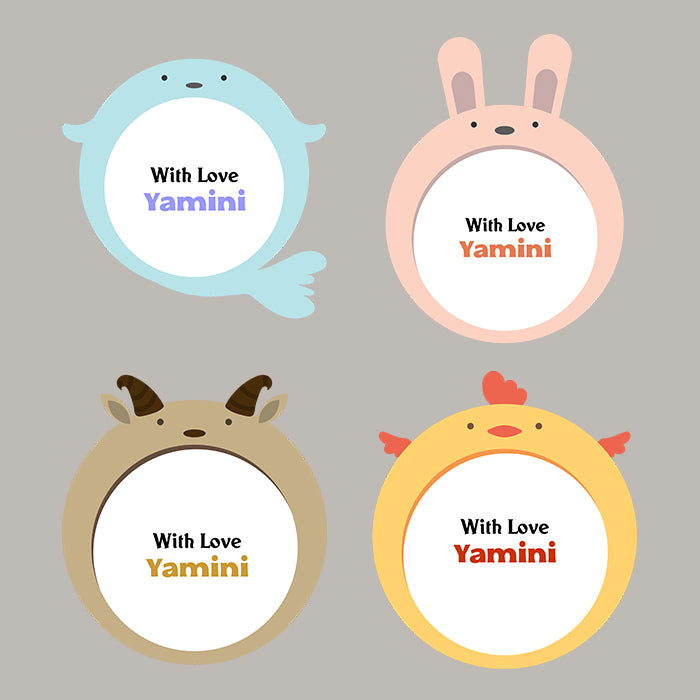 Adorable Personalised Gift Sticker - Animal Shape - Set of 40