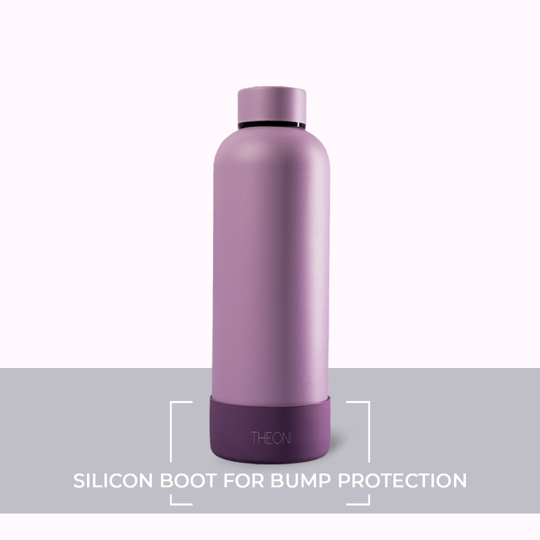 Theoni stainless Steel Double Walled Insulated Thermos Flask / Insulated Water Bottle| 24 Hours Hot & Cold |Leak Proof| Easy to Carry School And Travel Bottle - Playful Purple (500ml)